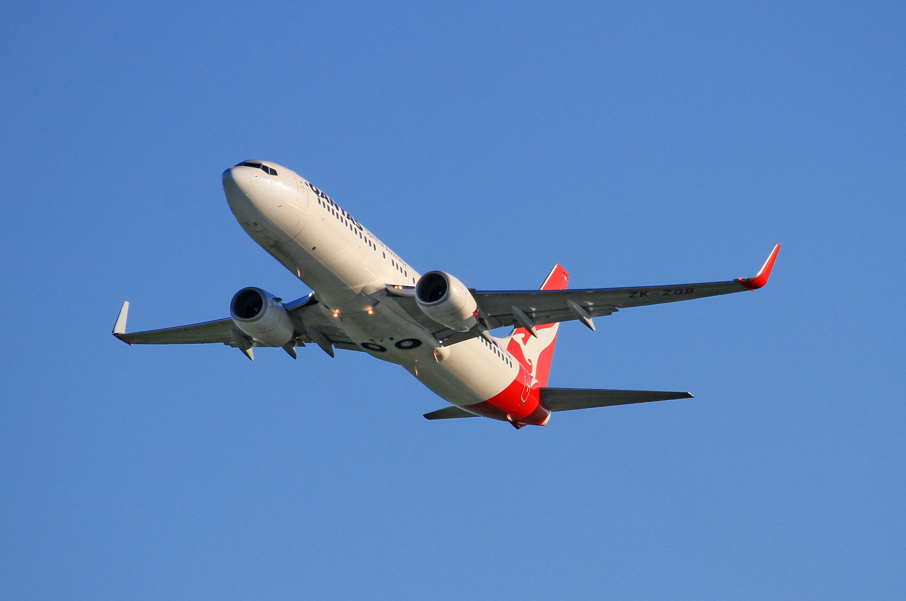 Free photo A passenger plane flies in a cloudless sky