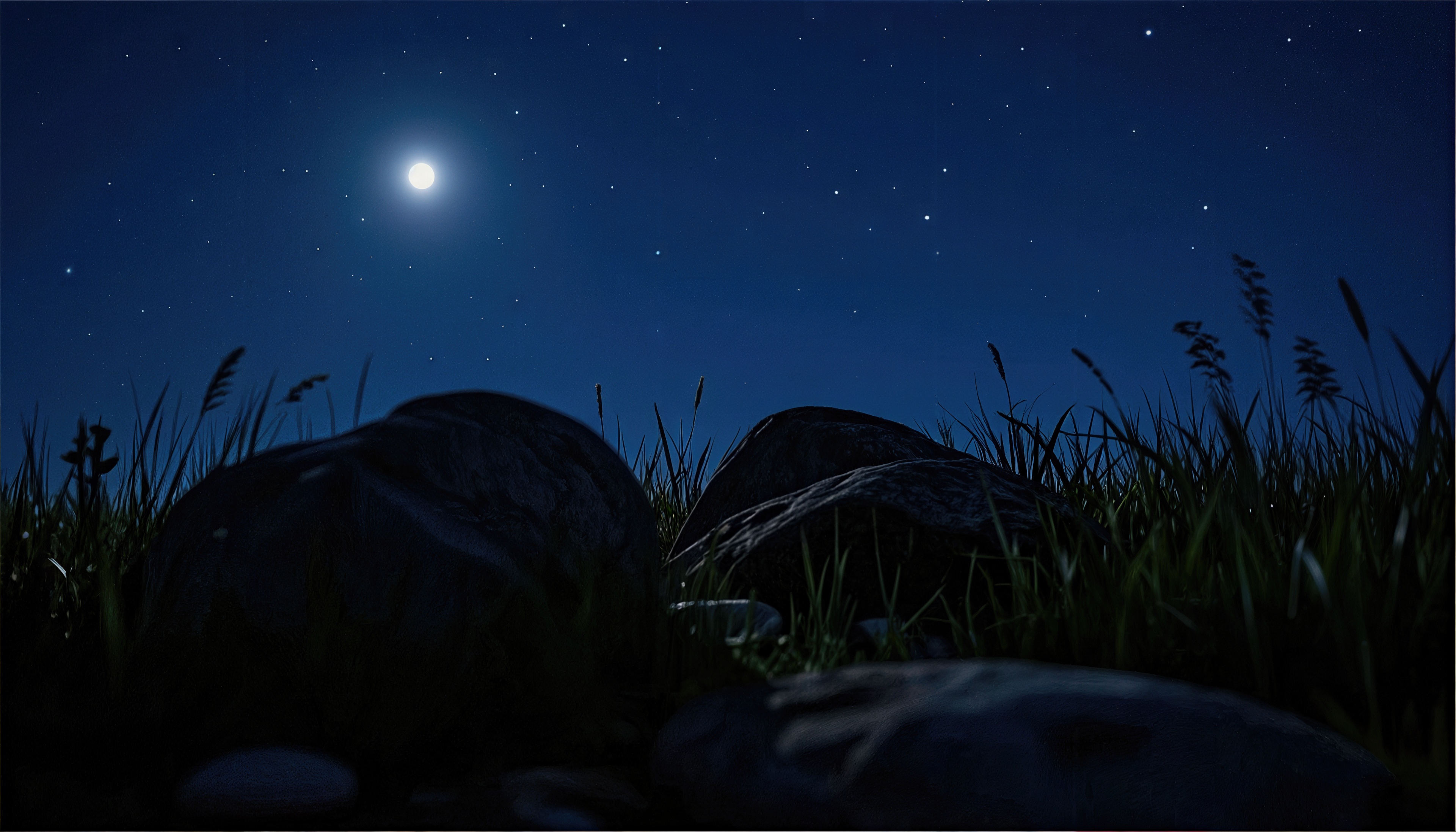 桌面上的壁纸晚上 星空 月亮