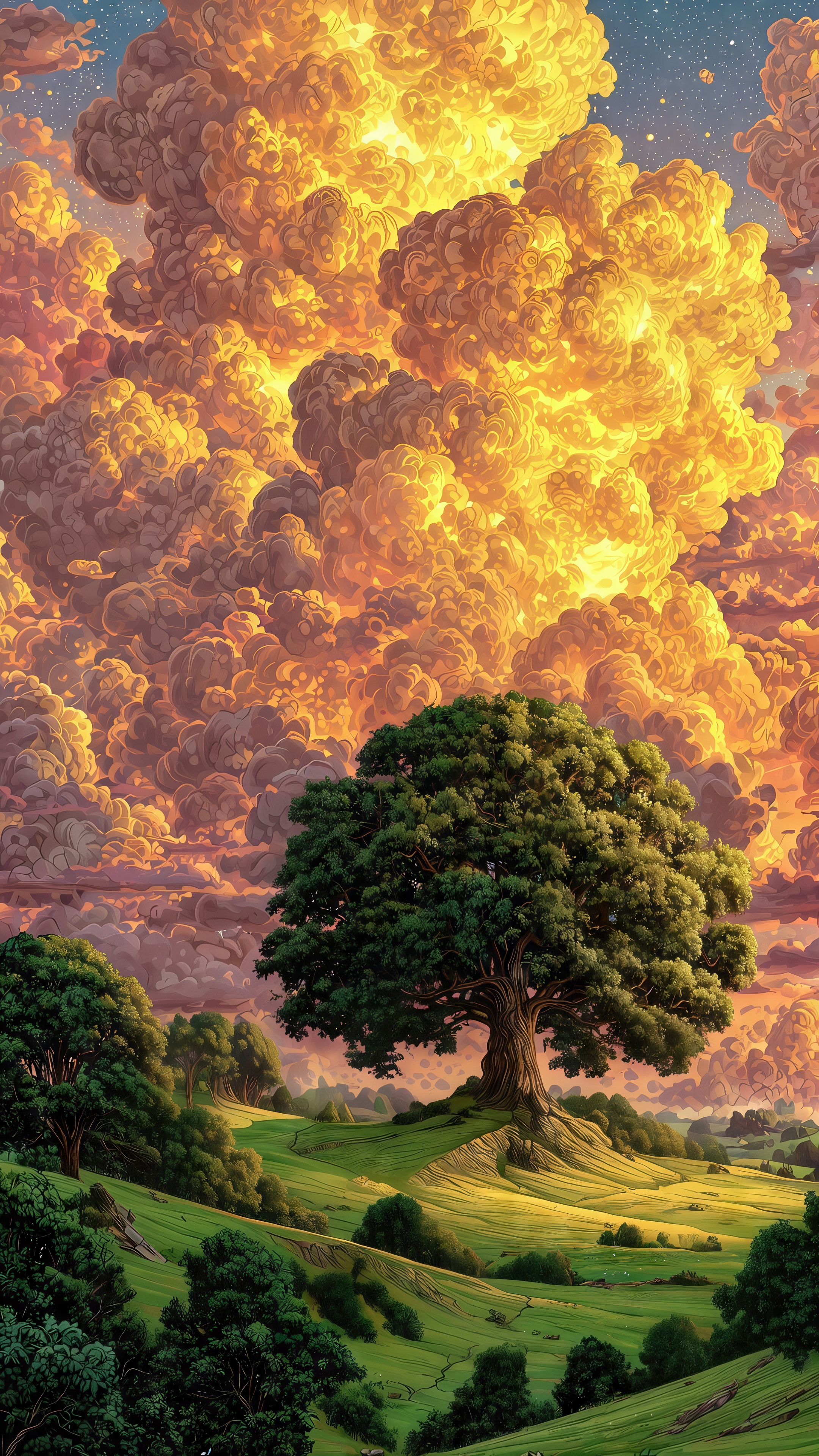 Wallpapers oak landscape nature on the desktop