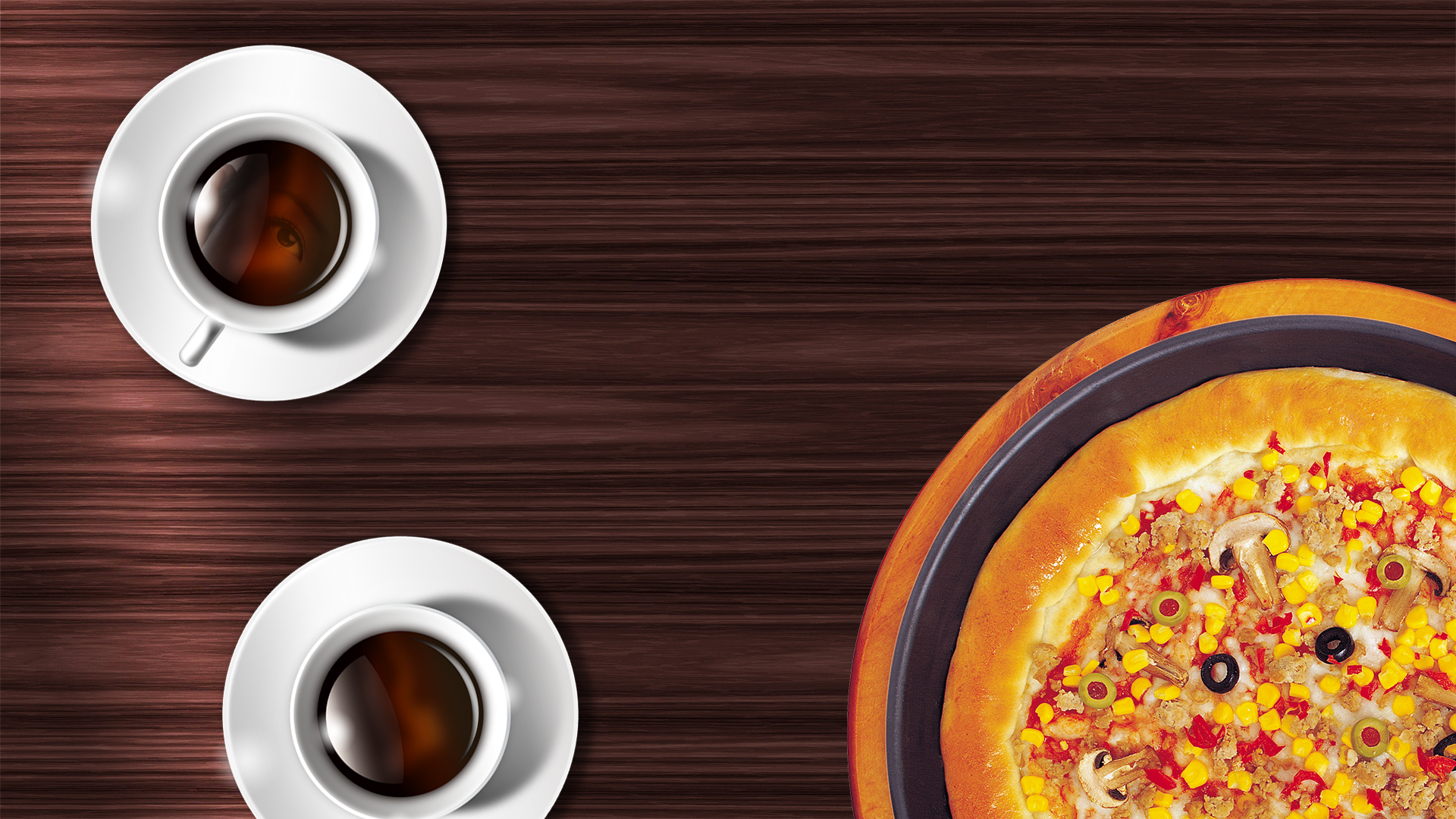 Wallpapers coffee pizza eye on the desktop