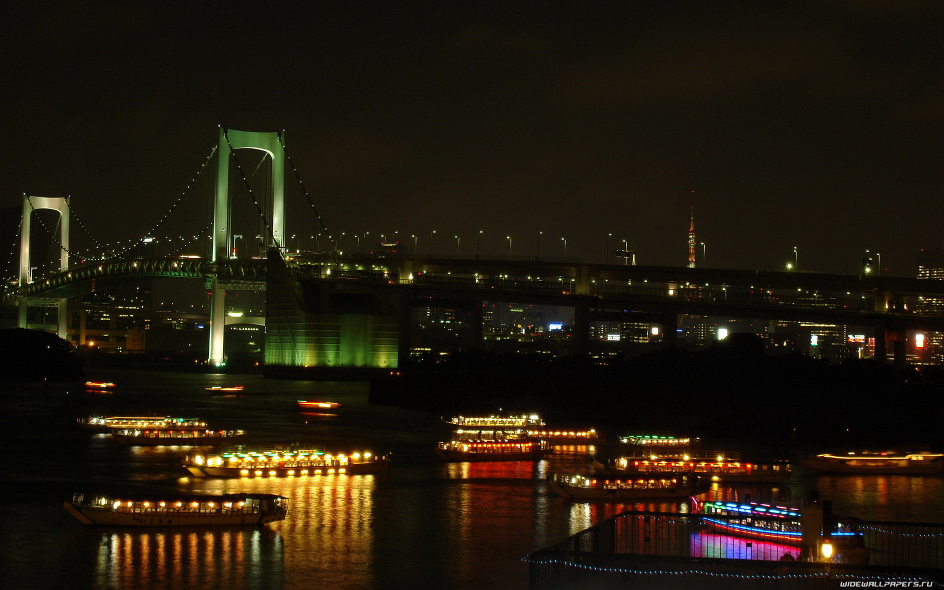 Wallpapers night river ship on the desktop