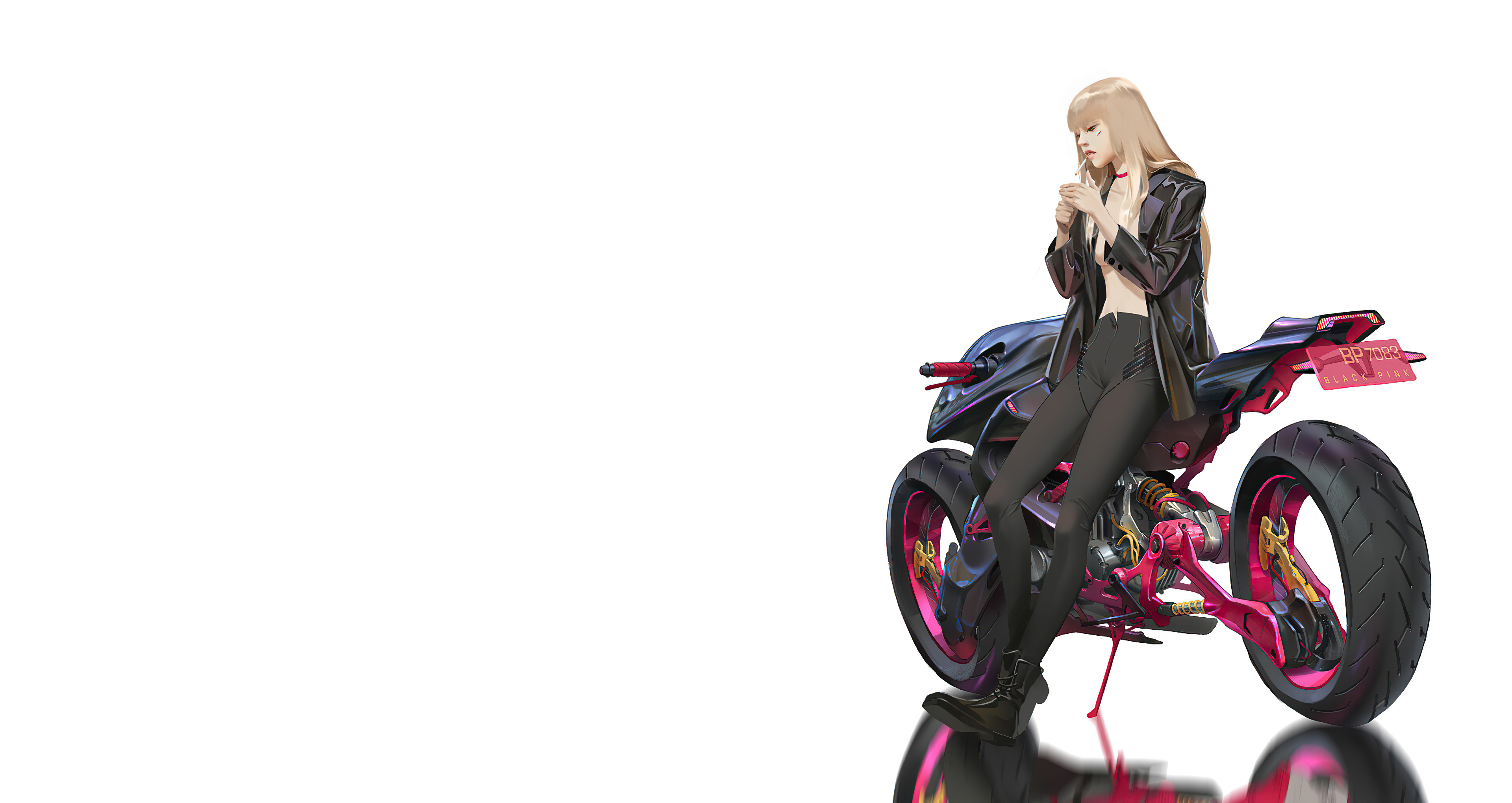 Wallpapers girl motorcycle an anime on the desktop