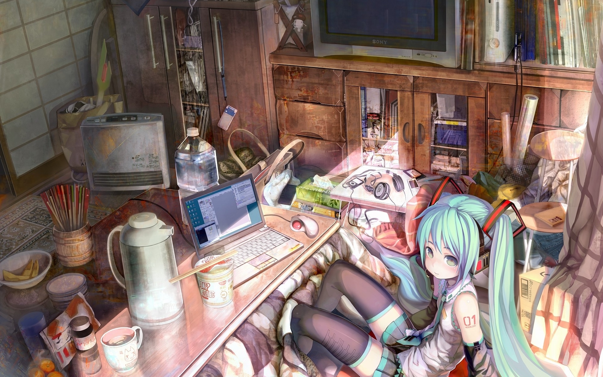 桌面上的壁纸Miku Hatsune 女孩 房间