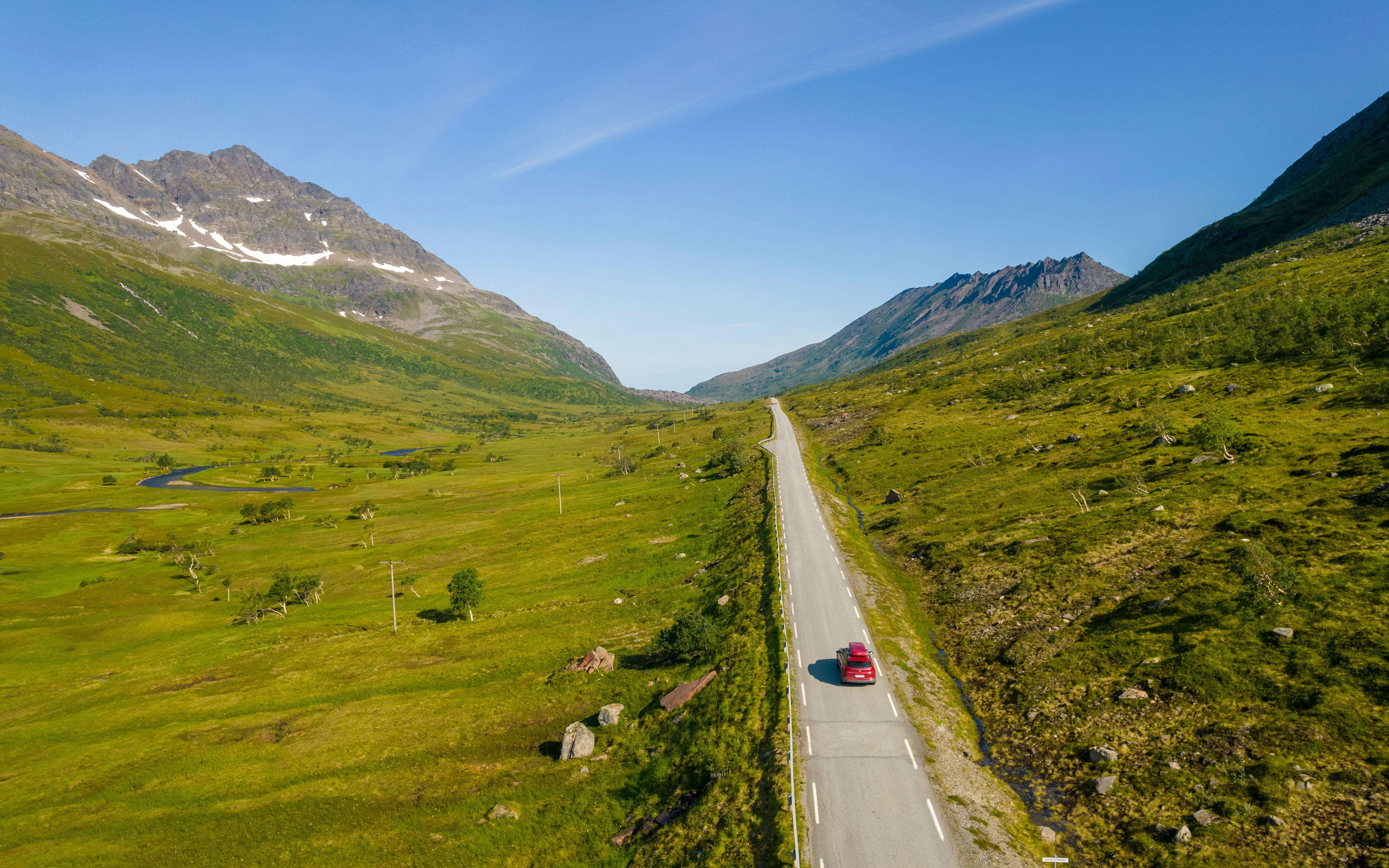 A long road among the mountains in Norway