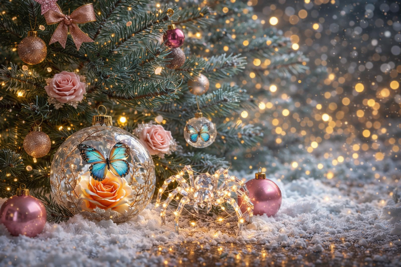 Бесплатная открытка Бабочка и паук.