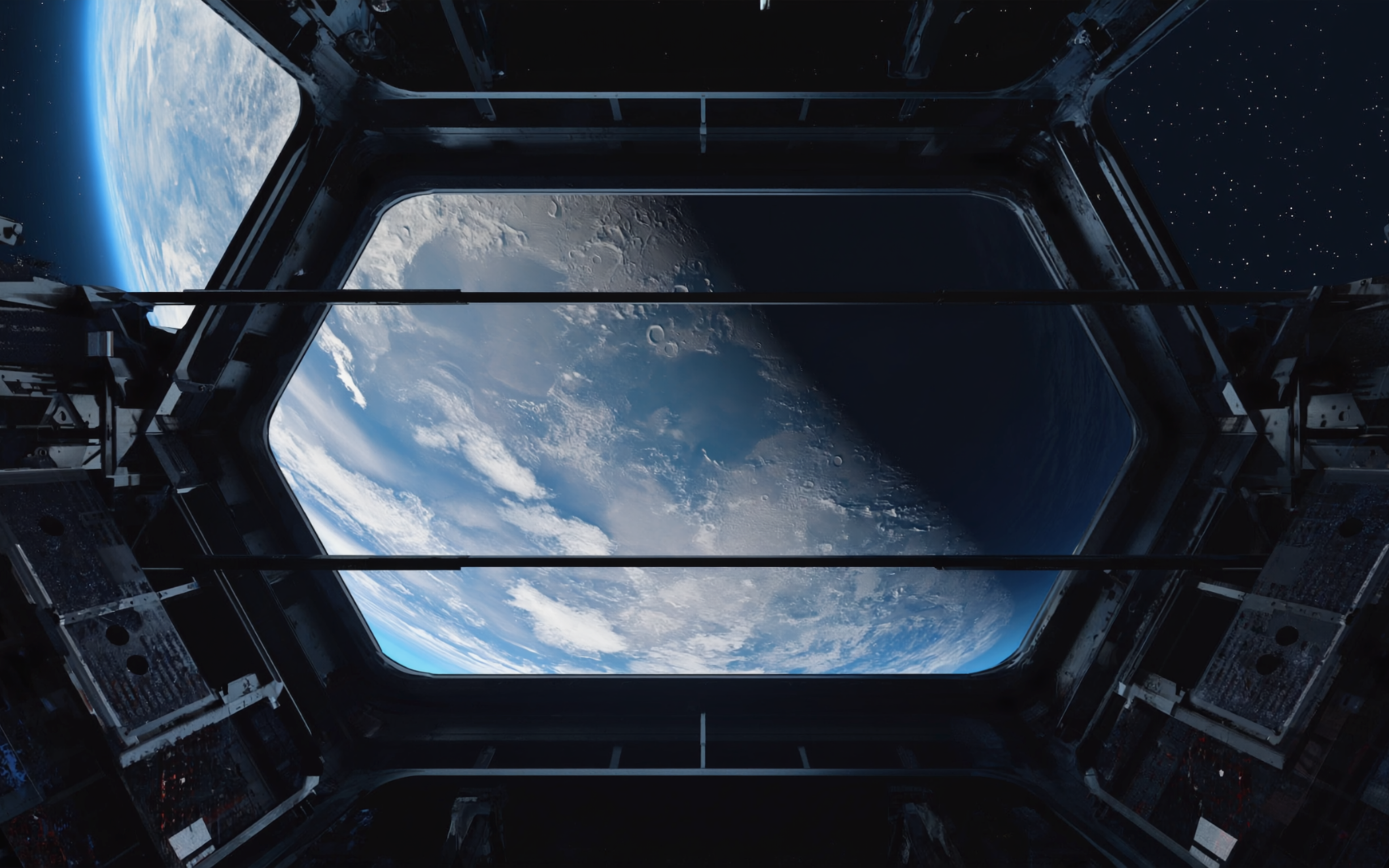 Бесплатное фото Земля из иллюминатора международной космической станции крупным планом