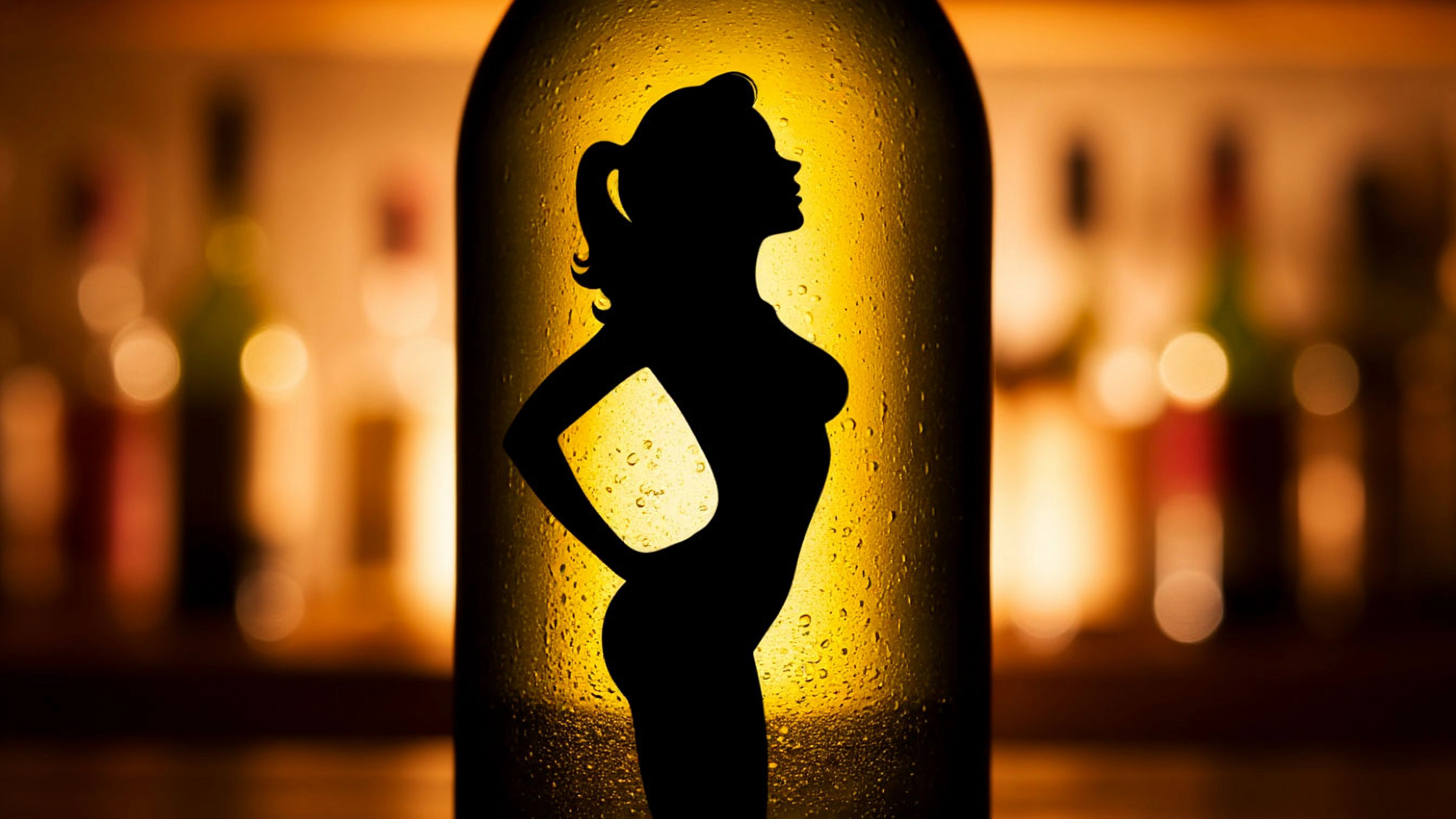 Женский силуэт бутылка