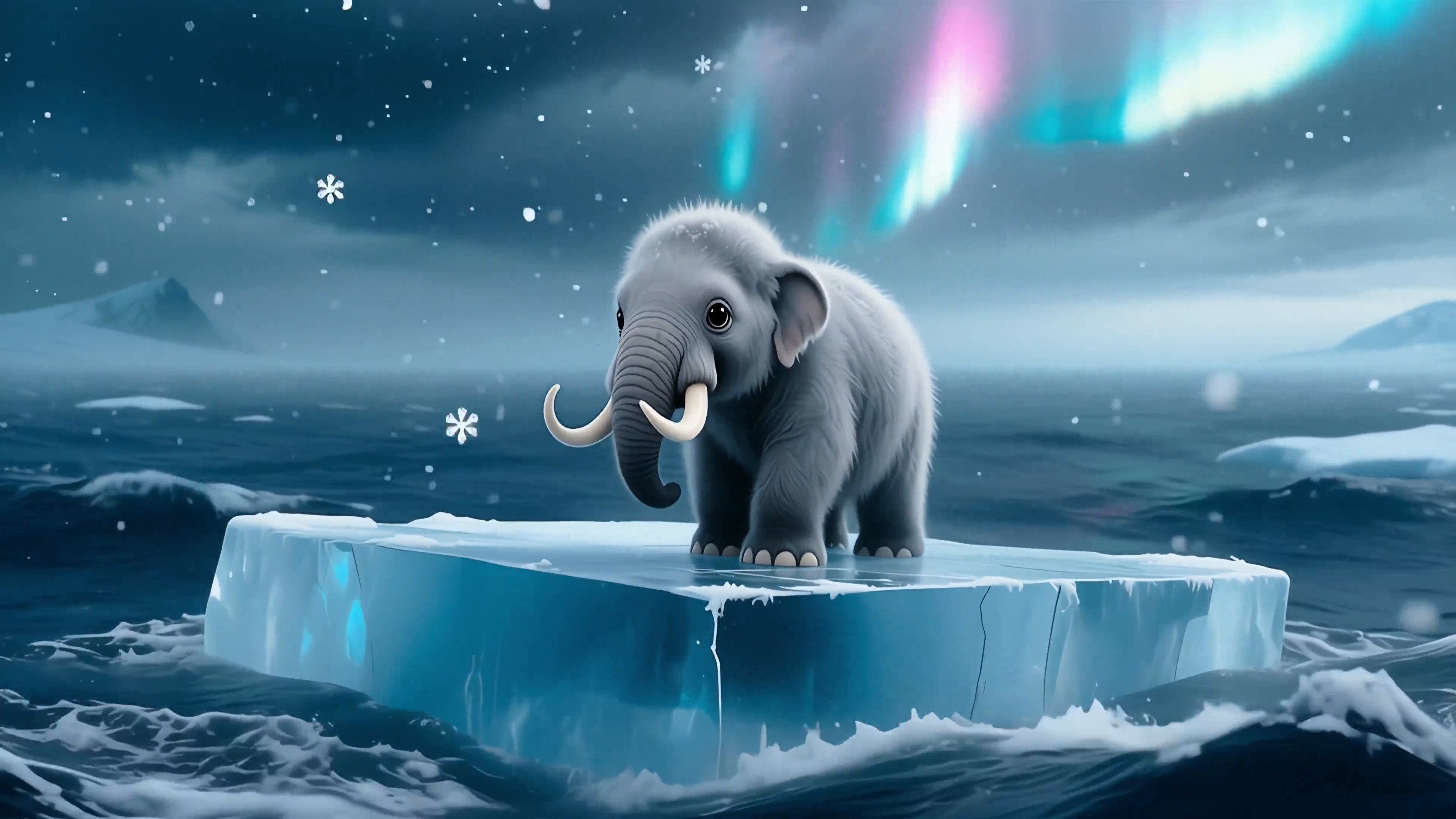 Бесплатное видео Красочные эстетичные обои Мамонтёнок