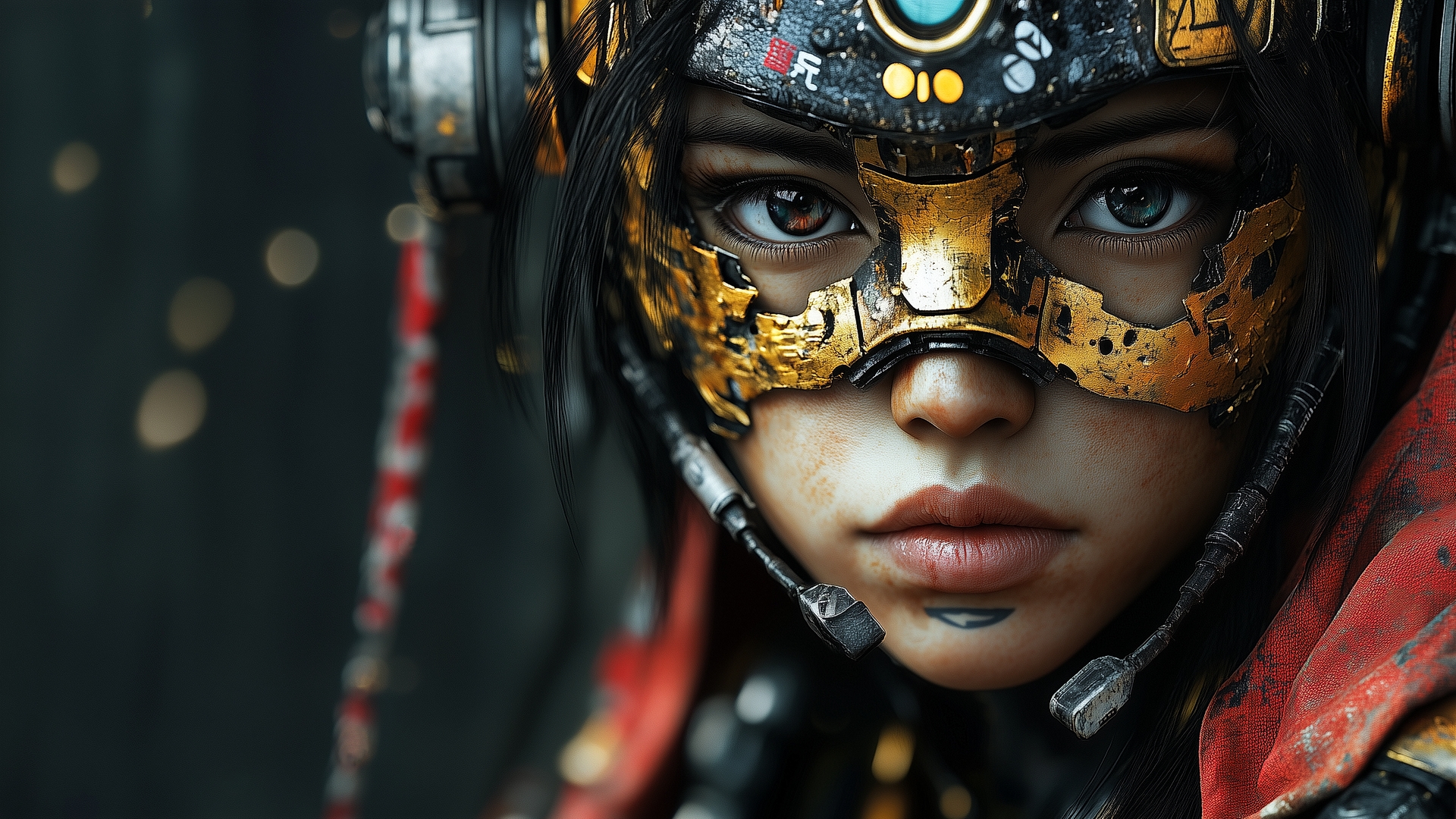Portrait of a fantasy girl in an iron mask