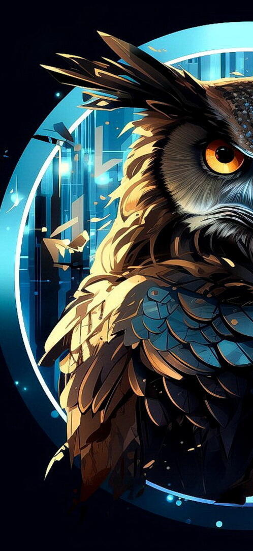 Бесплатное фото Рисунок филин на черном фоне