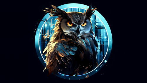 Бесплатное фото Рисунок филин на черном фоне