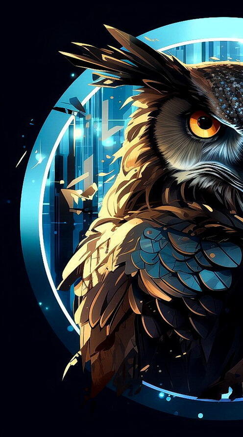 Бесплатное фото Рисунок филин на черном фоне