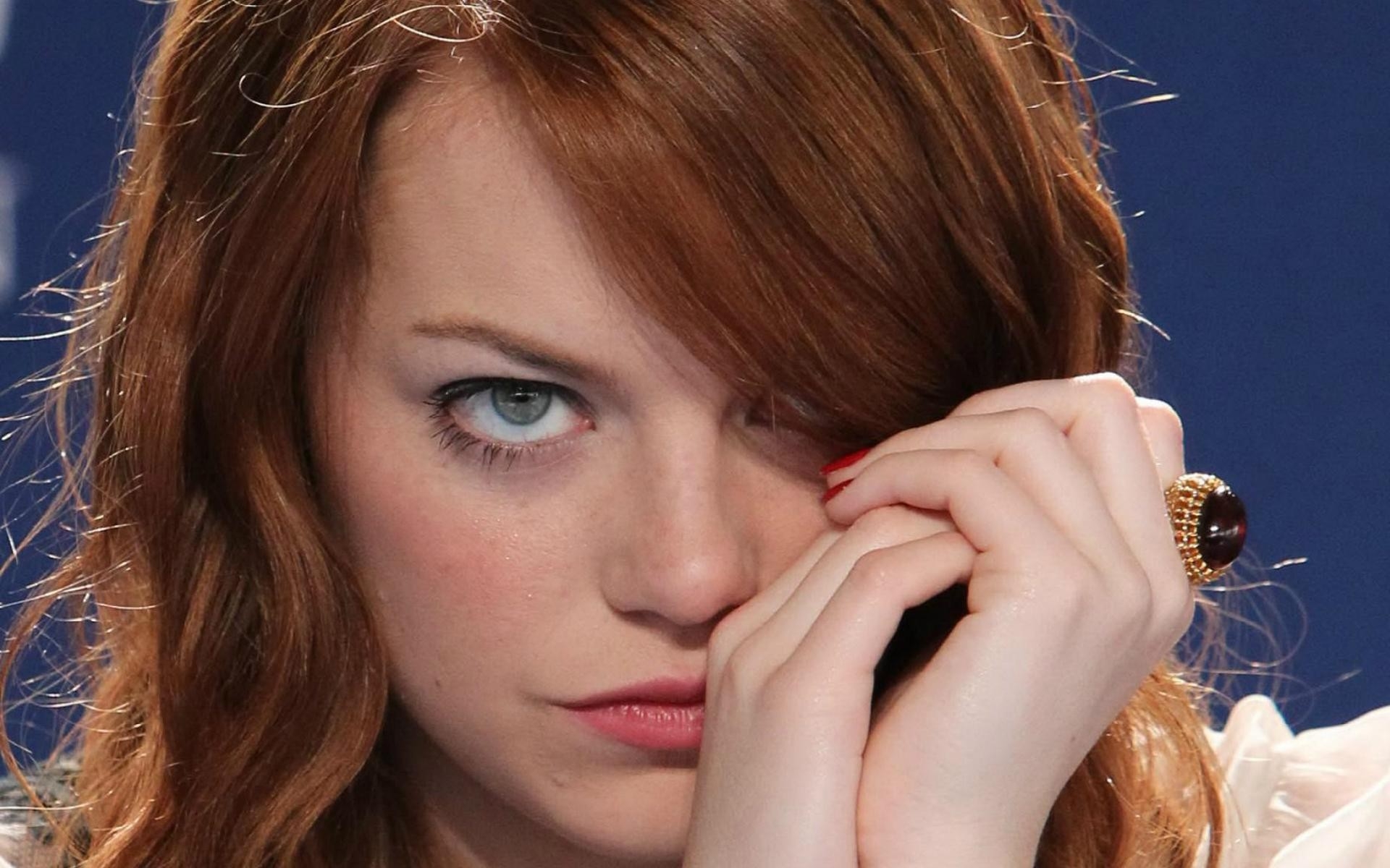 Wallpapers Emma Stone redhead look on the desktop