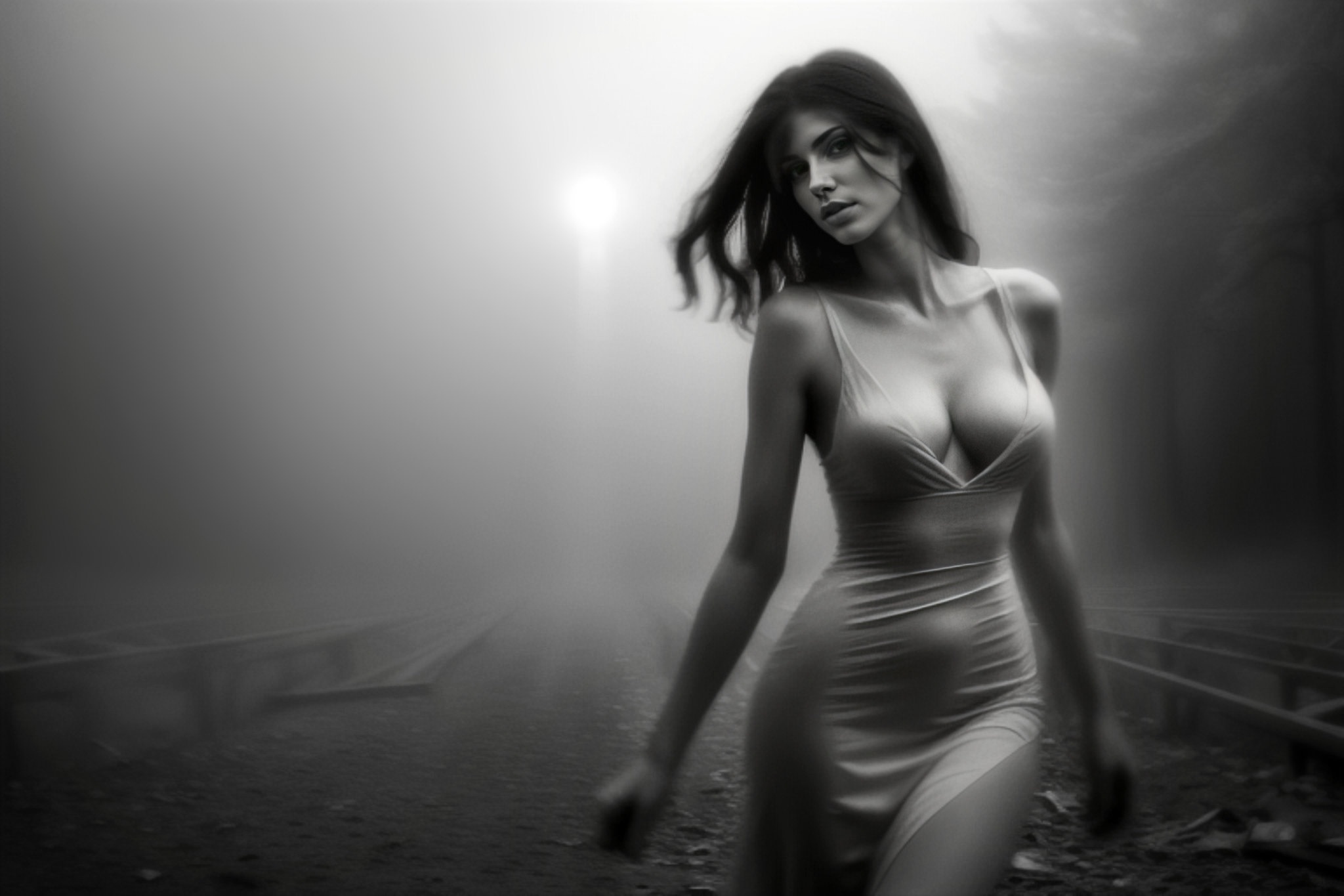 Free photo Slender girl in the fog