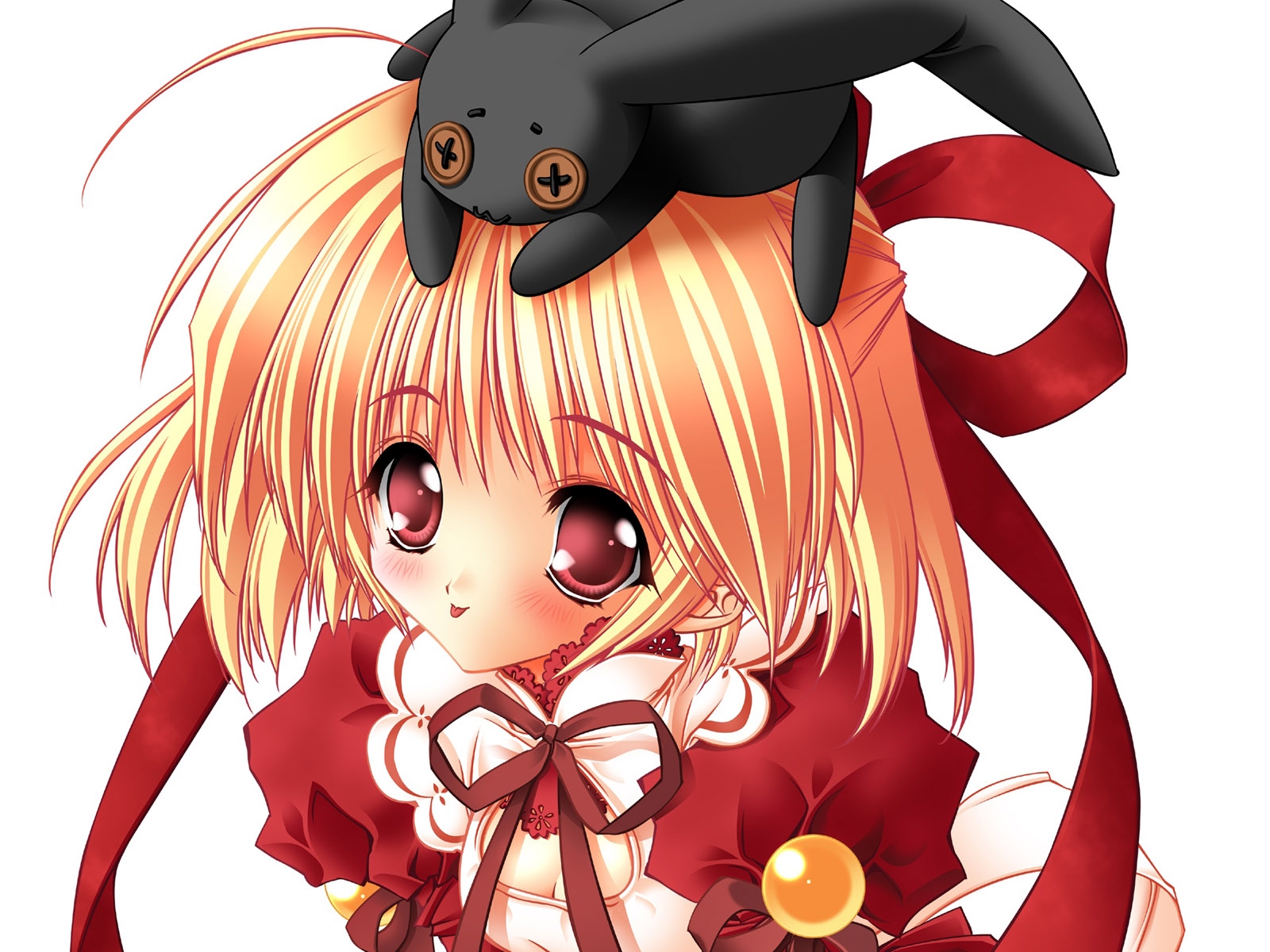 抱着兔子的动漫女孩