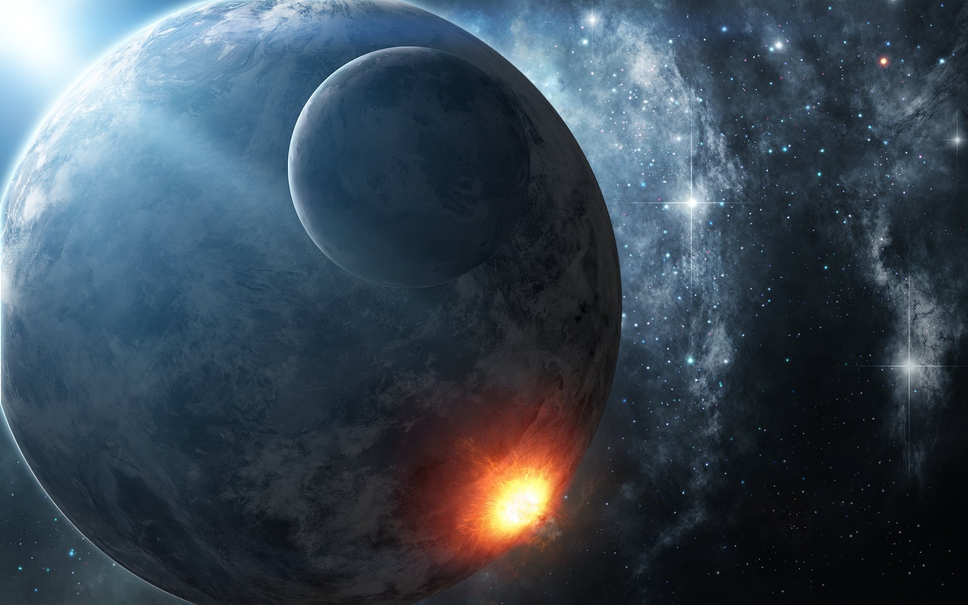 Wallpapers explosion meteorite star on the desktop