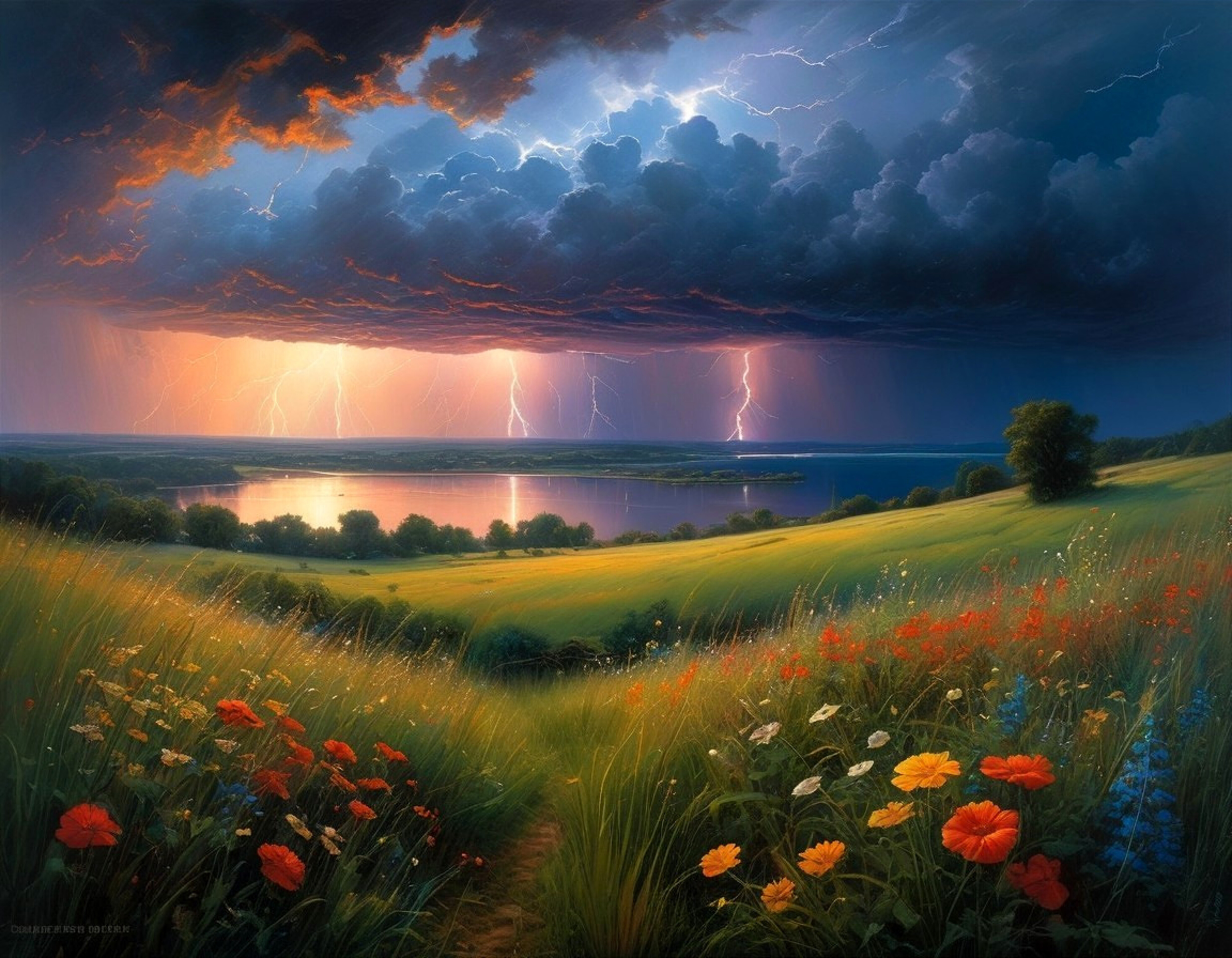A thunderstorm on a summer night