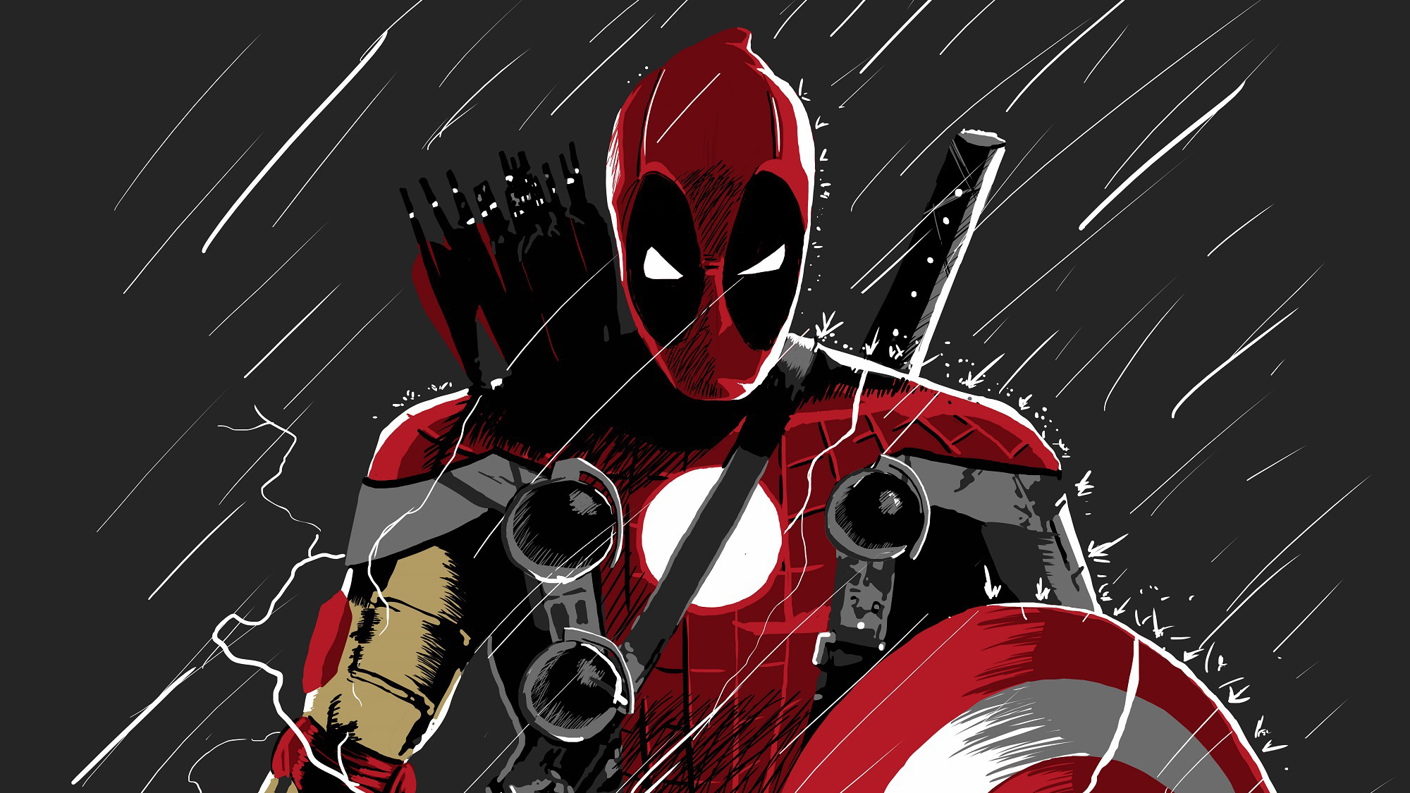 Wallpapers rendering Deadpool film on the desktop