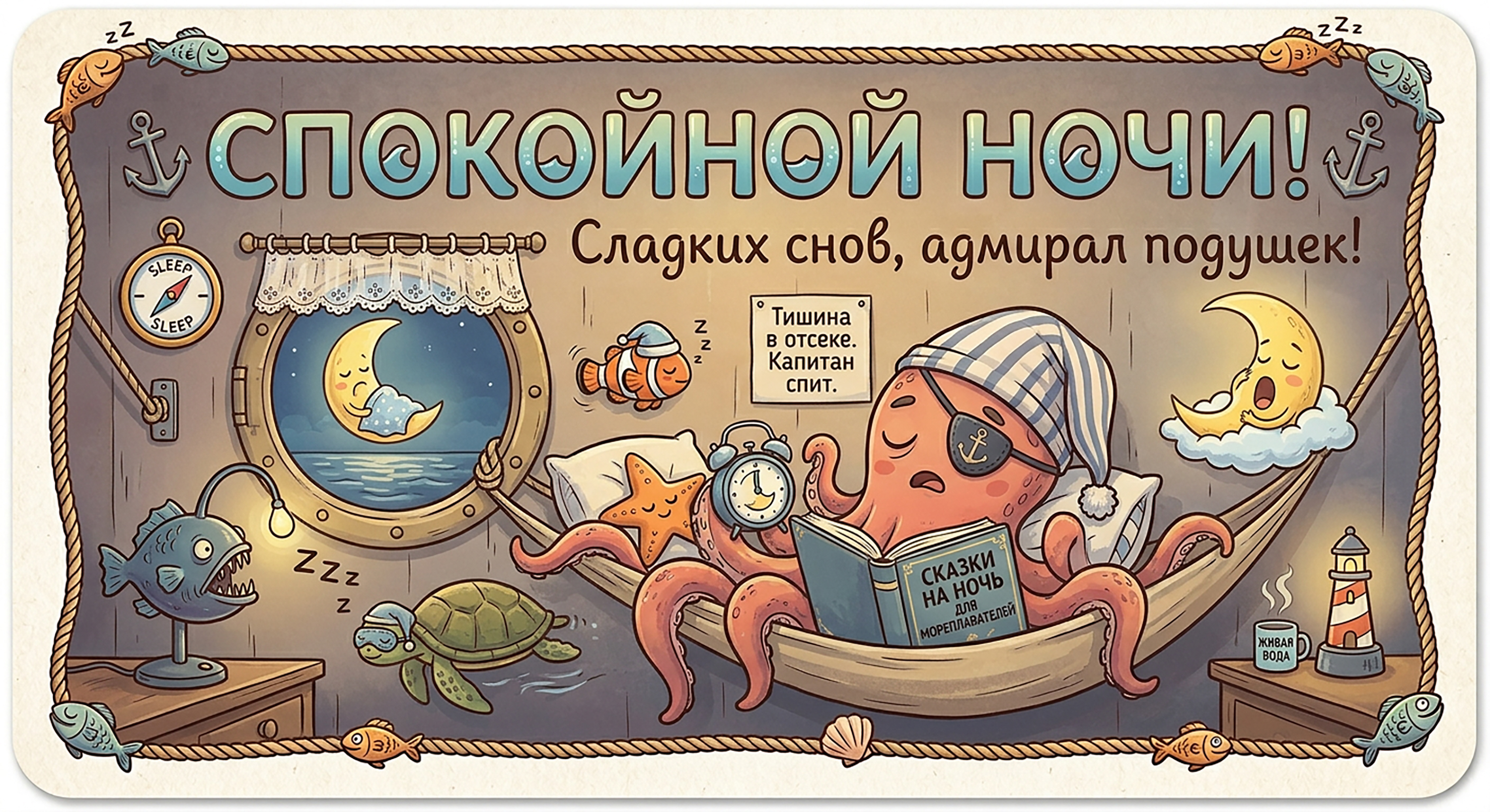 Postcard on the theme Good night good night card humor download for free
