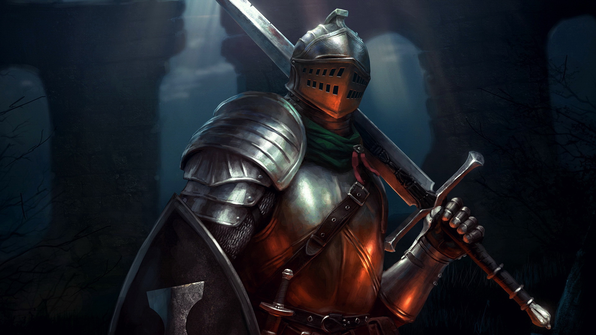 Free photo Knight with sword and shield