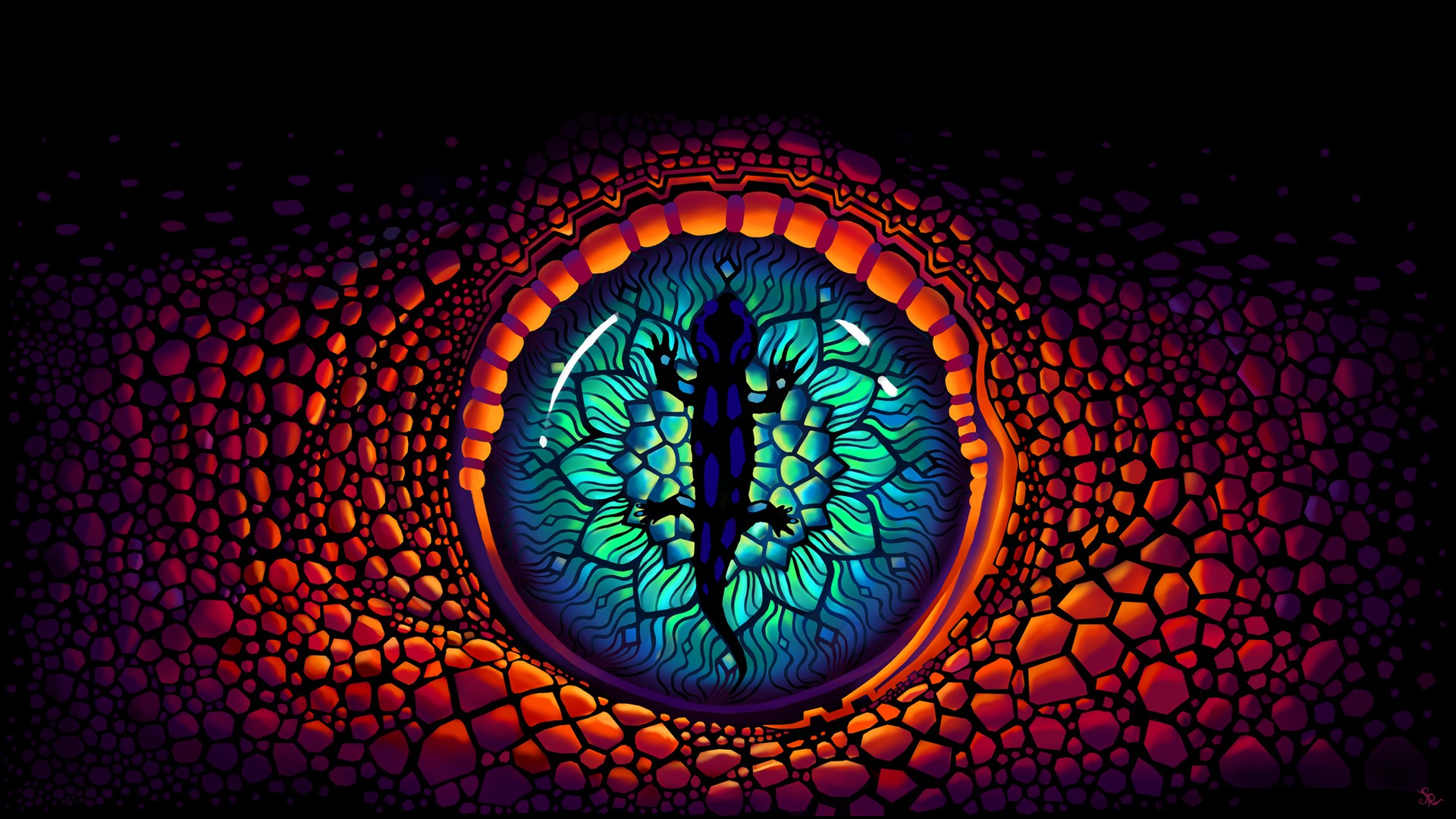 Wallpapers digital art lizard eye on the desktop