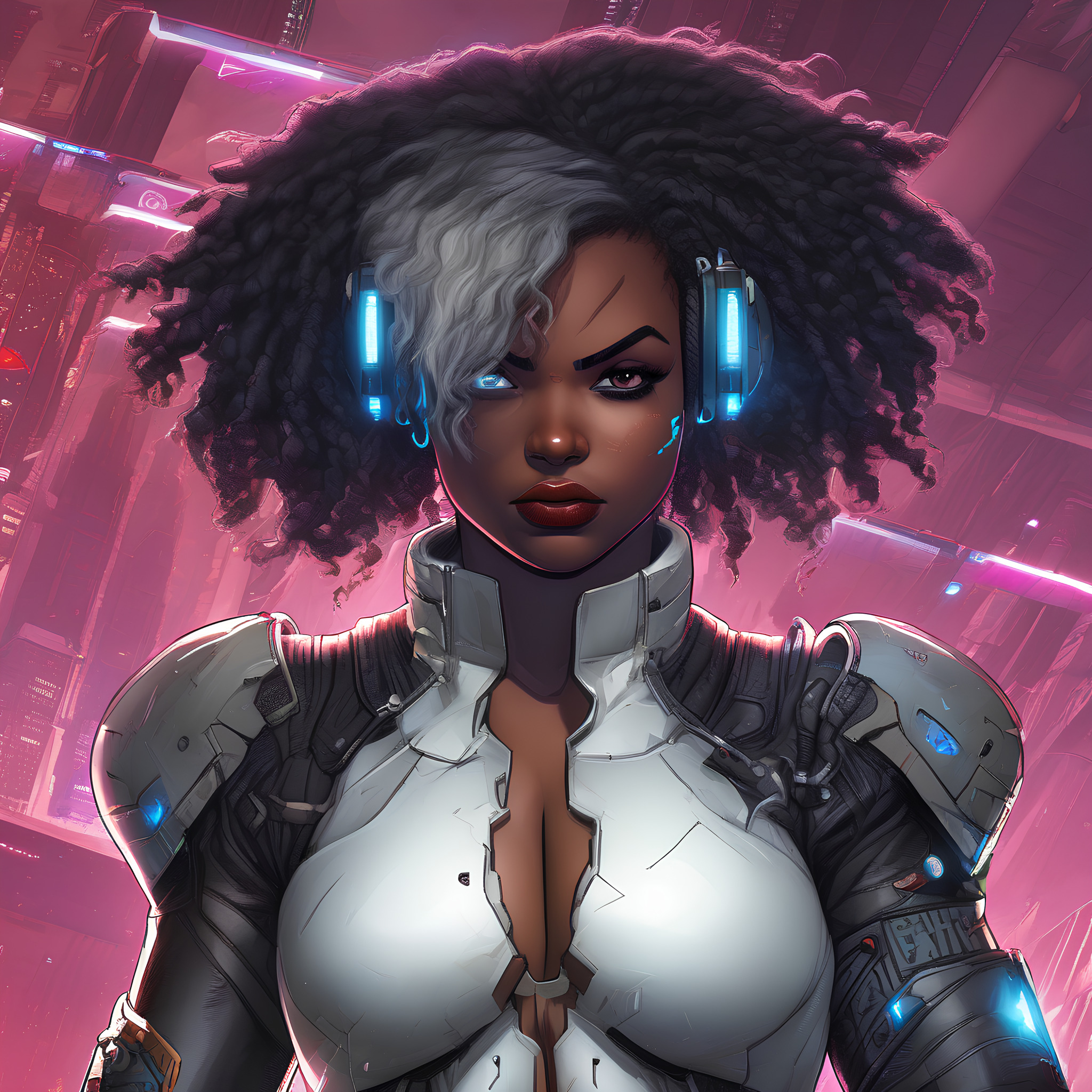 Free photo Ebony girl cyberpunk