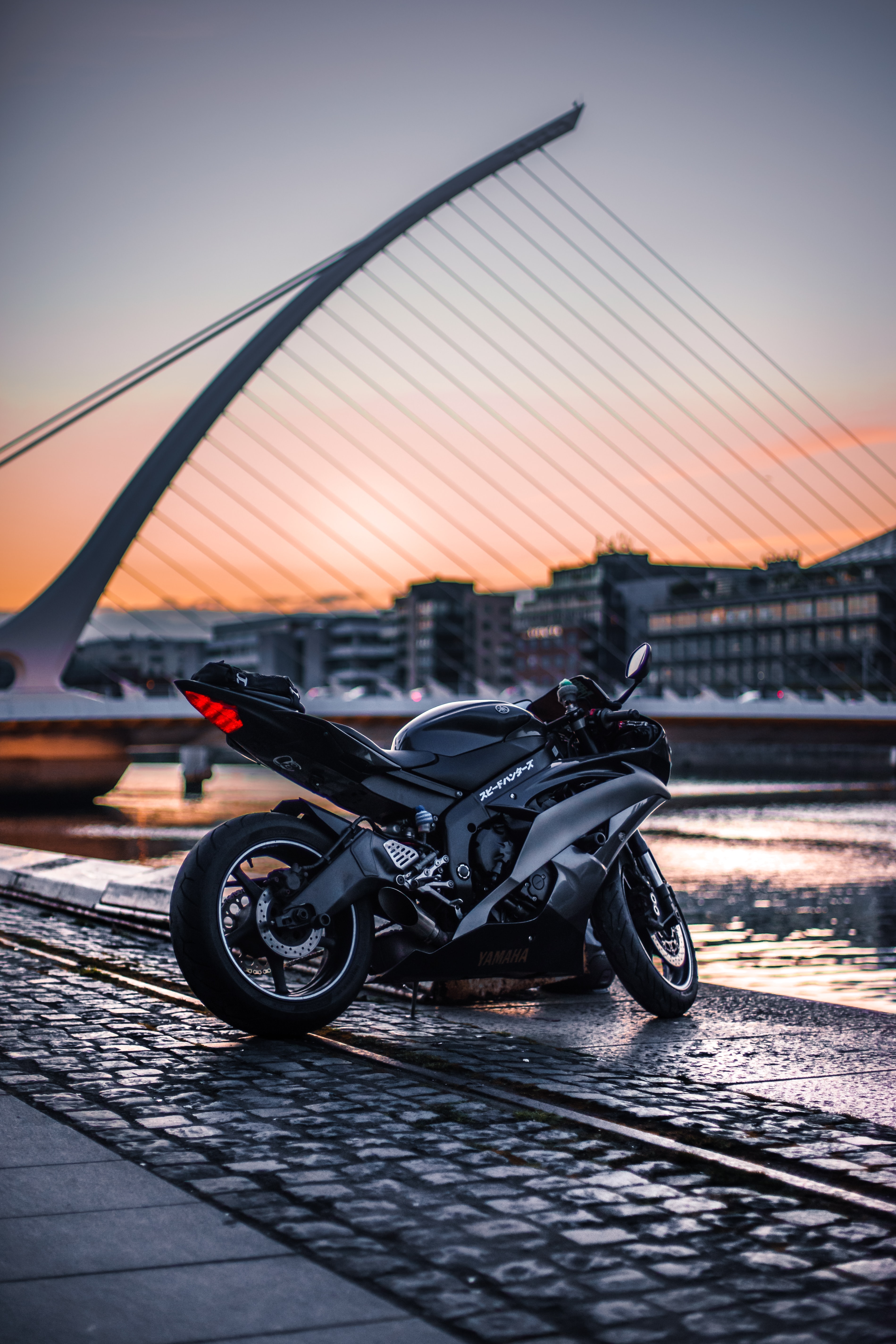 Wallpapers motorcycle transportation bridge on the desktop