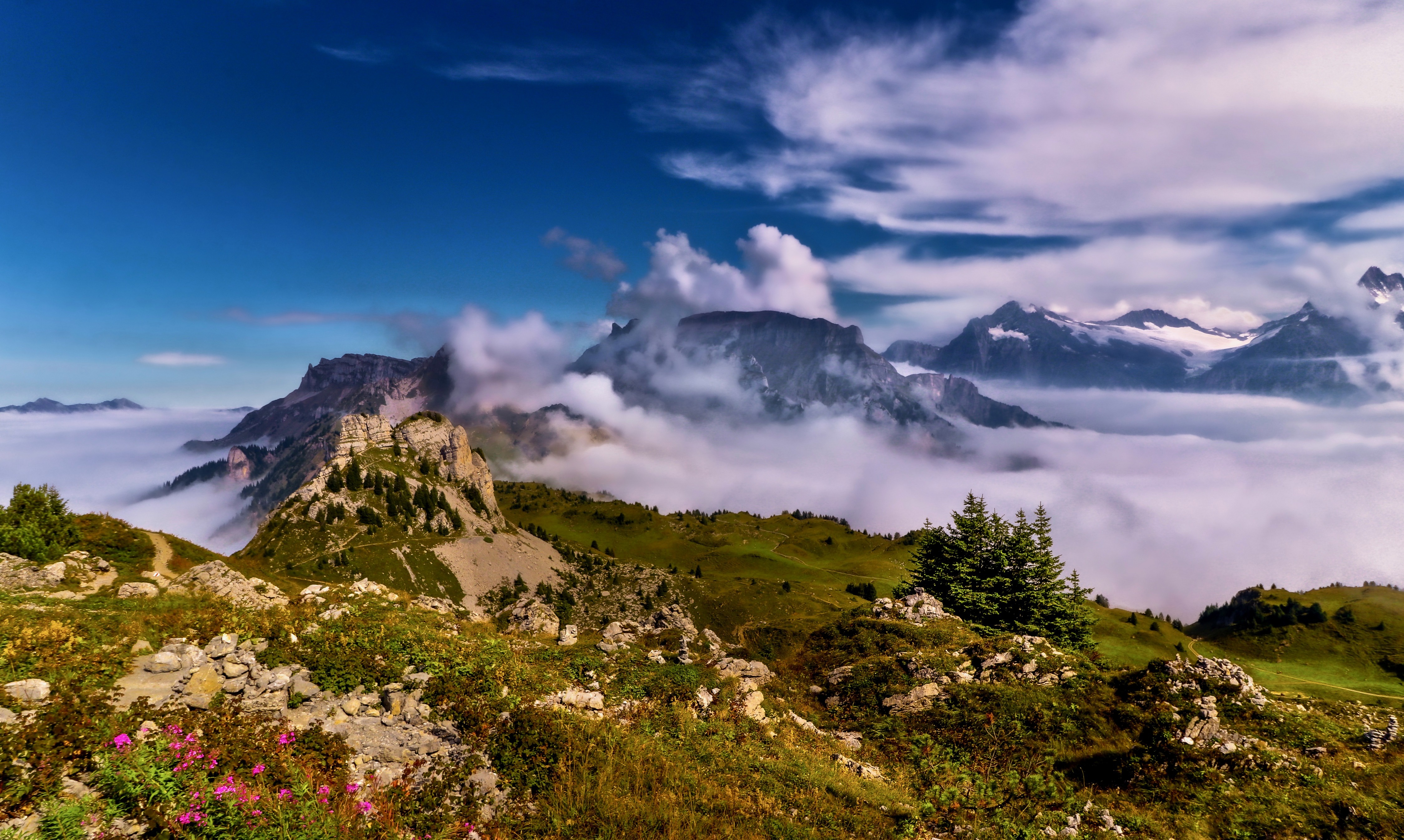 Free photo Fog high in the mountains