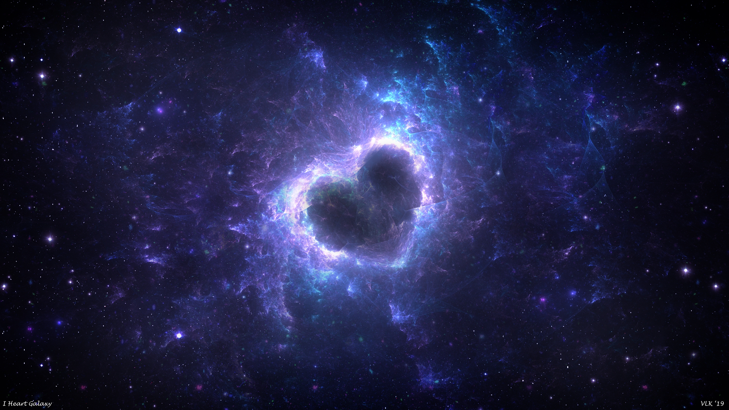 Heart-shaped space nebula in purple