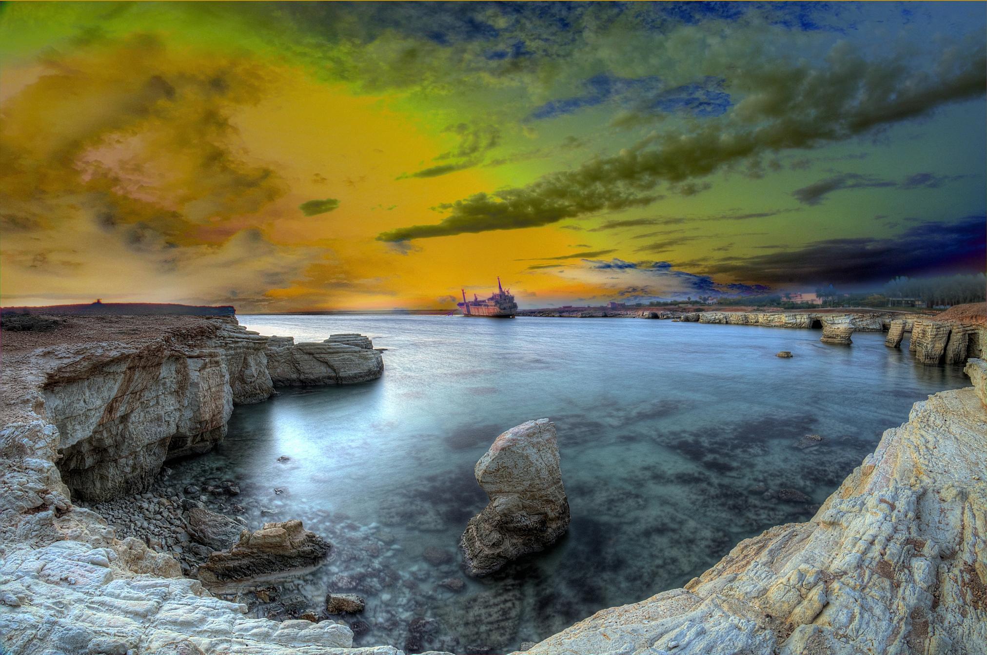 Wallpapers Coral Bay the ship ran aground Cyprus on the desktop