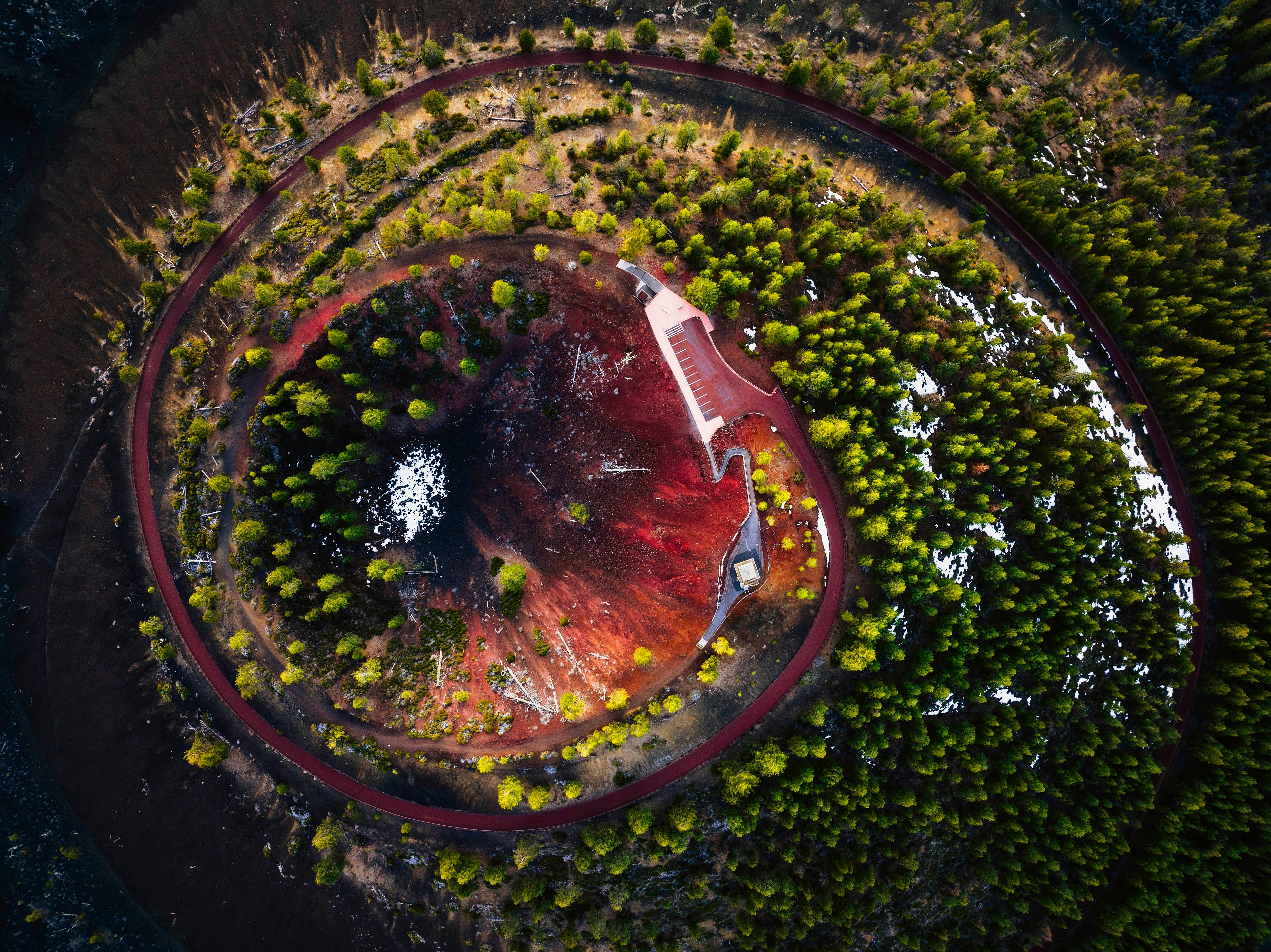 A bird`s eye view of the circular road.