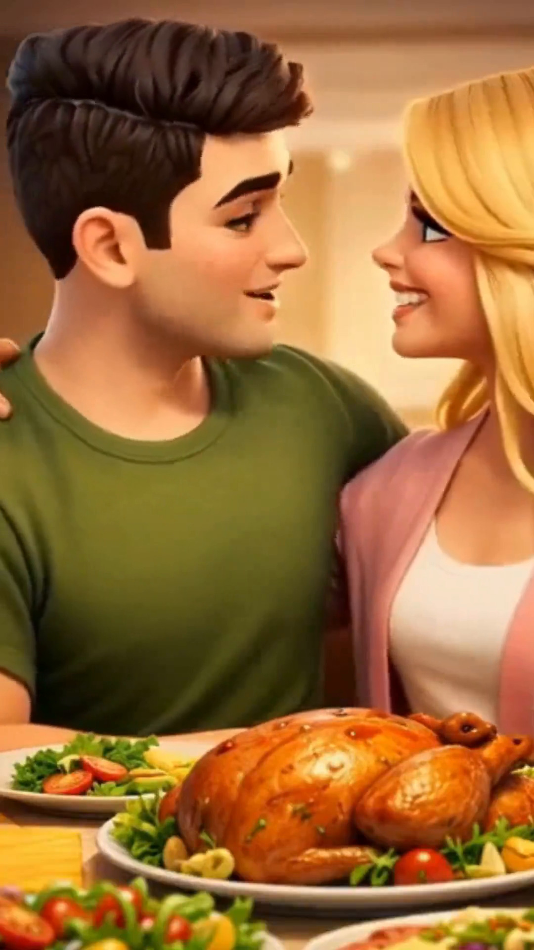 Бесплатное видео Голубки милуются за праздничным столом