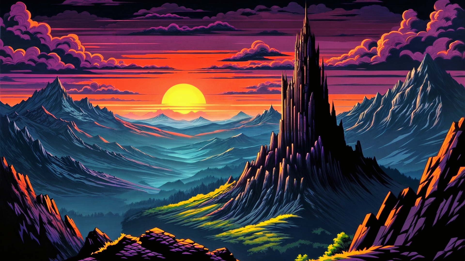 免费照片奇幻世界的山峦景观