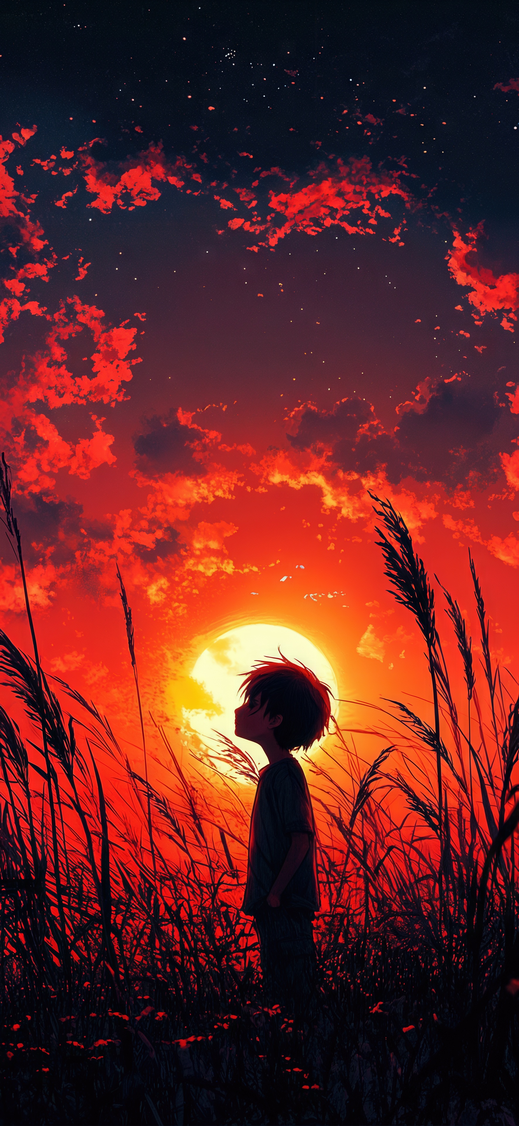 Wallpapers sunset anime art silhouette on the desktop