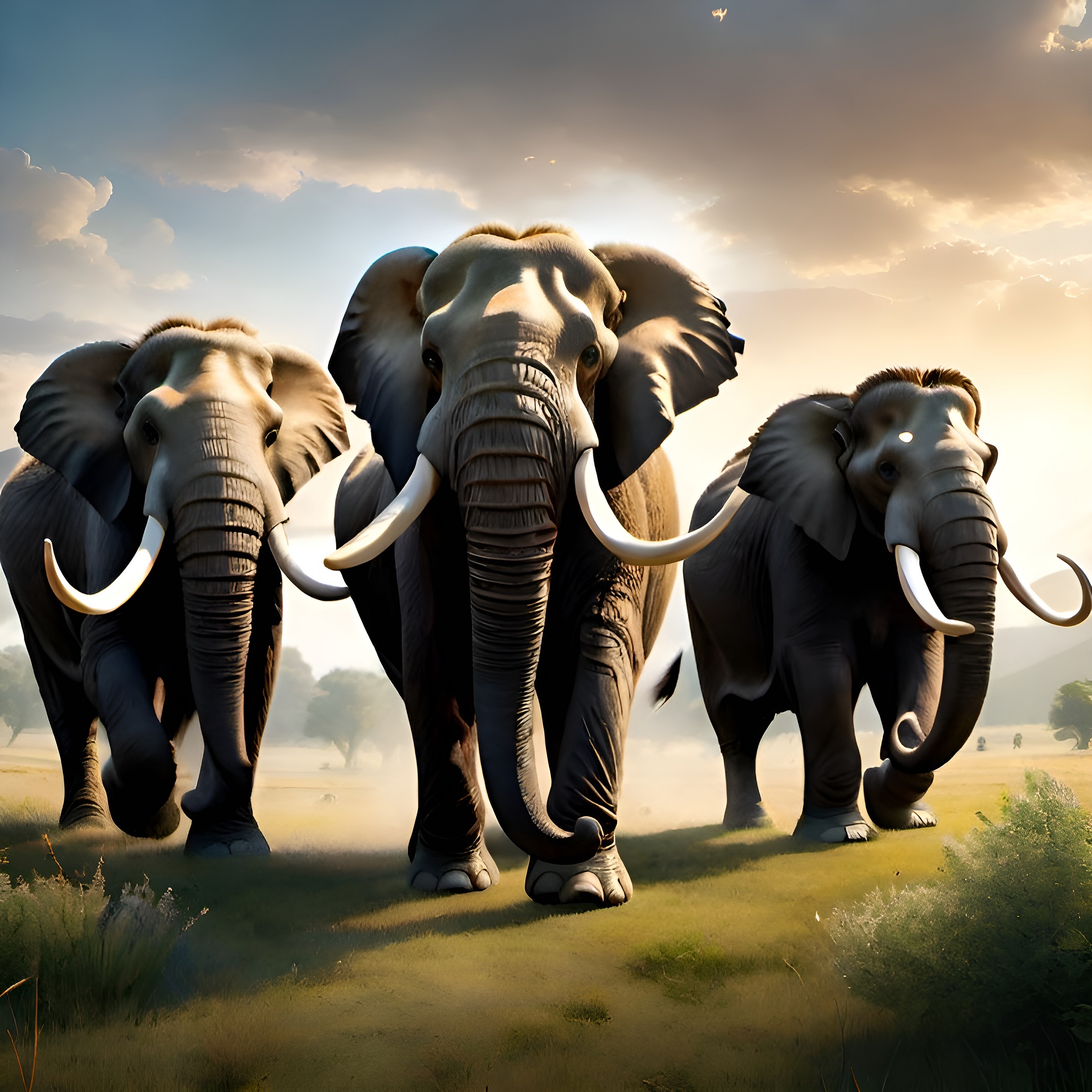 免费照片三只大象的艺术