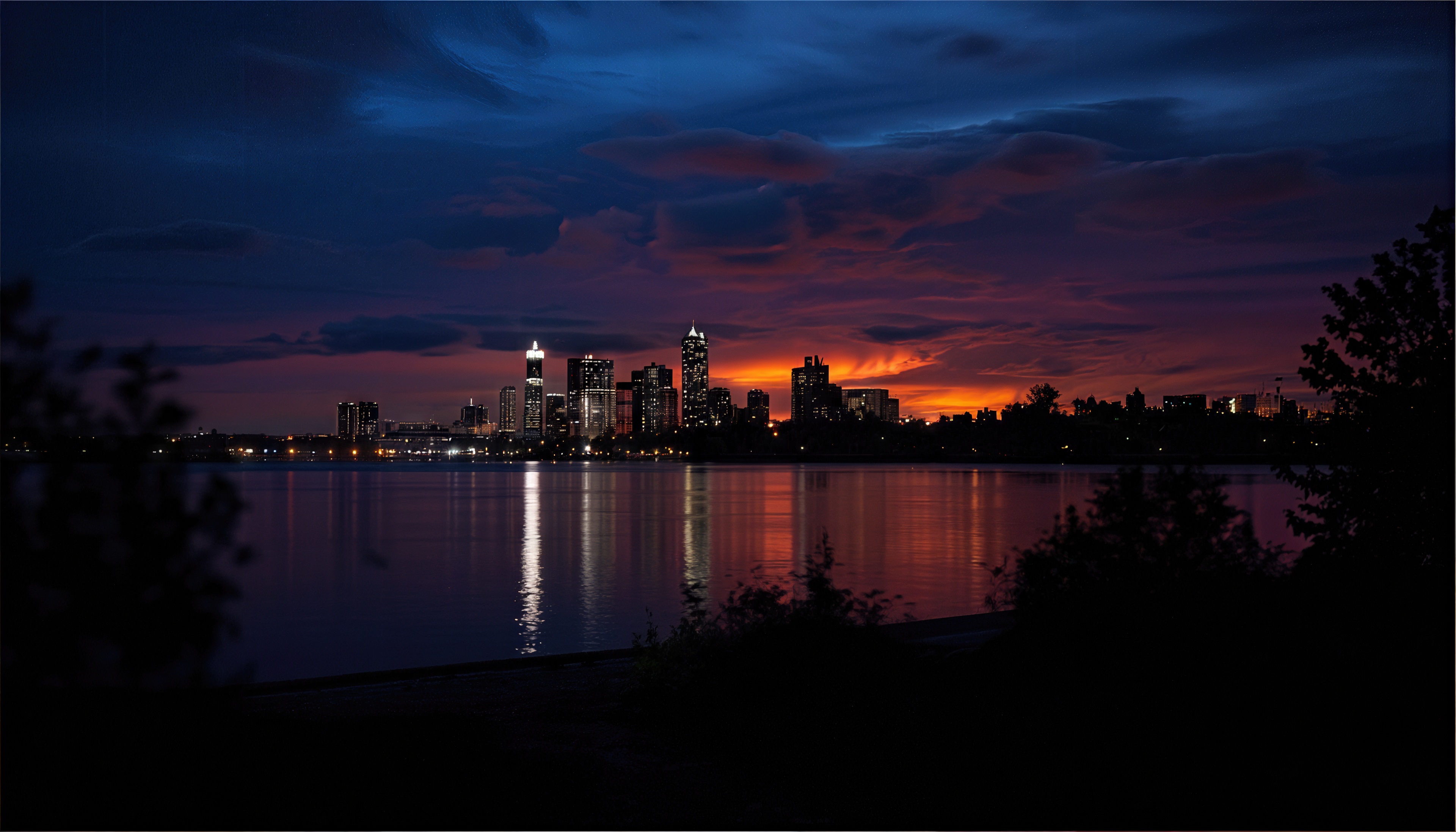 桌面上的壁纸日落 市容 摩天大楼