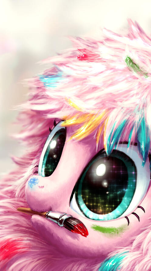 Бесплатное фото Рисунок розовой пони с большими глазами