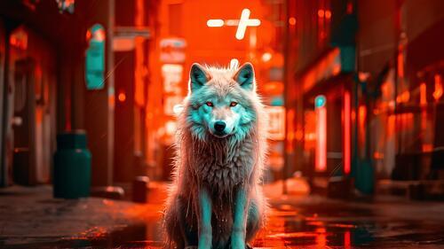 Бесплатное фото Волк на улице