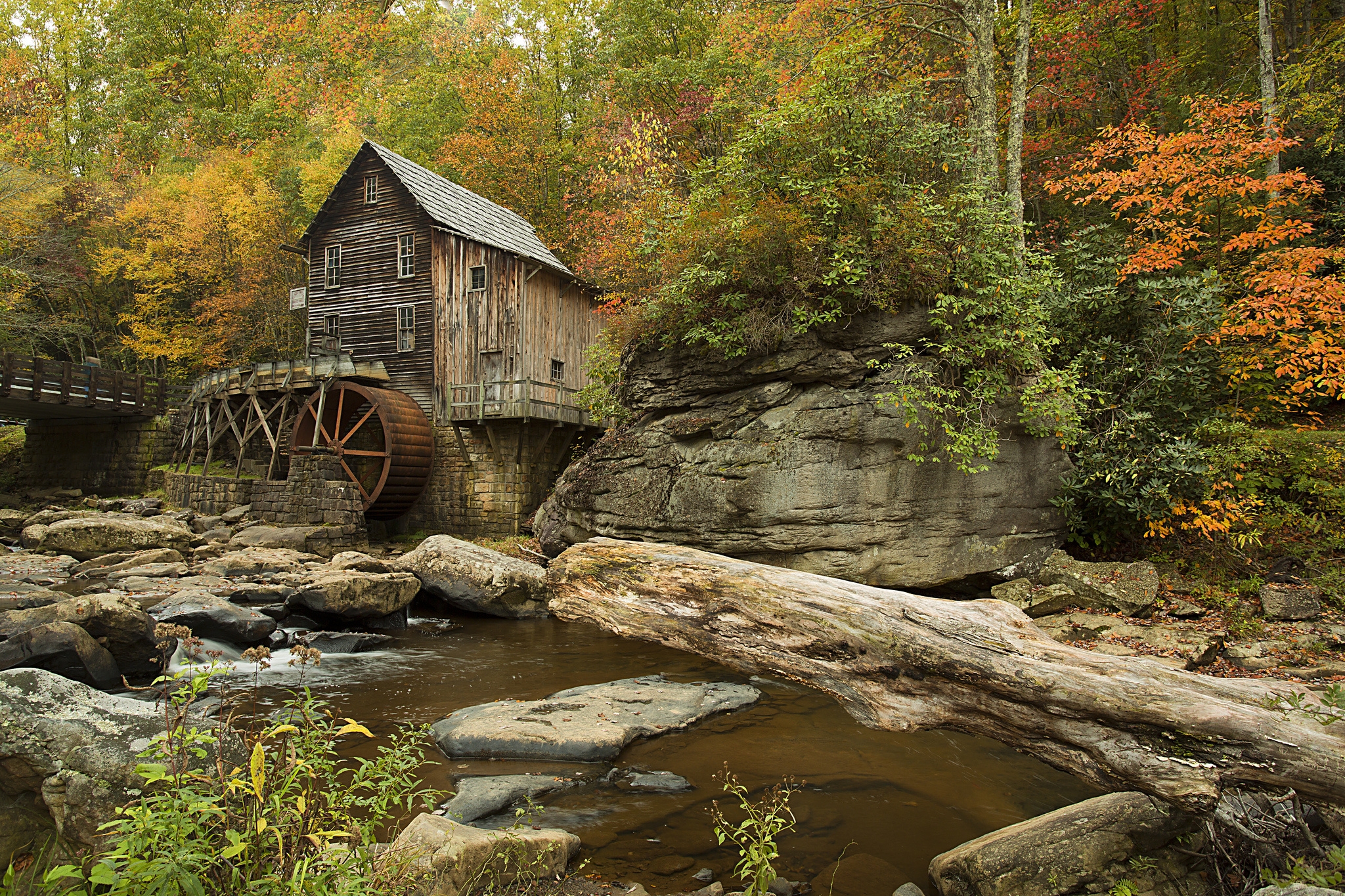 Обои Glade Creek Grist Mill Babcock State Park West Virginia на рабочий стол