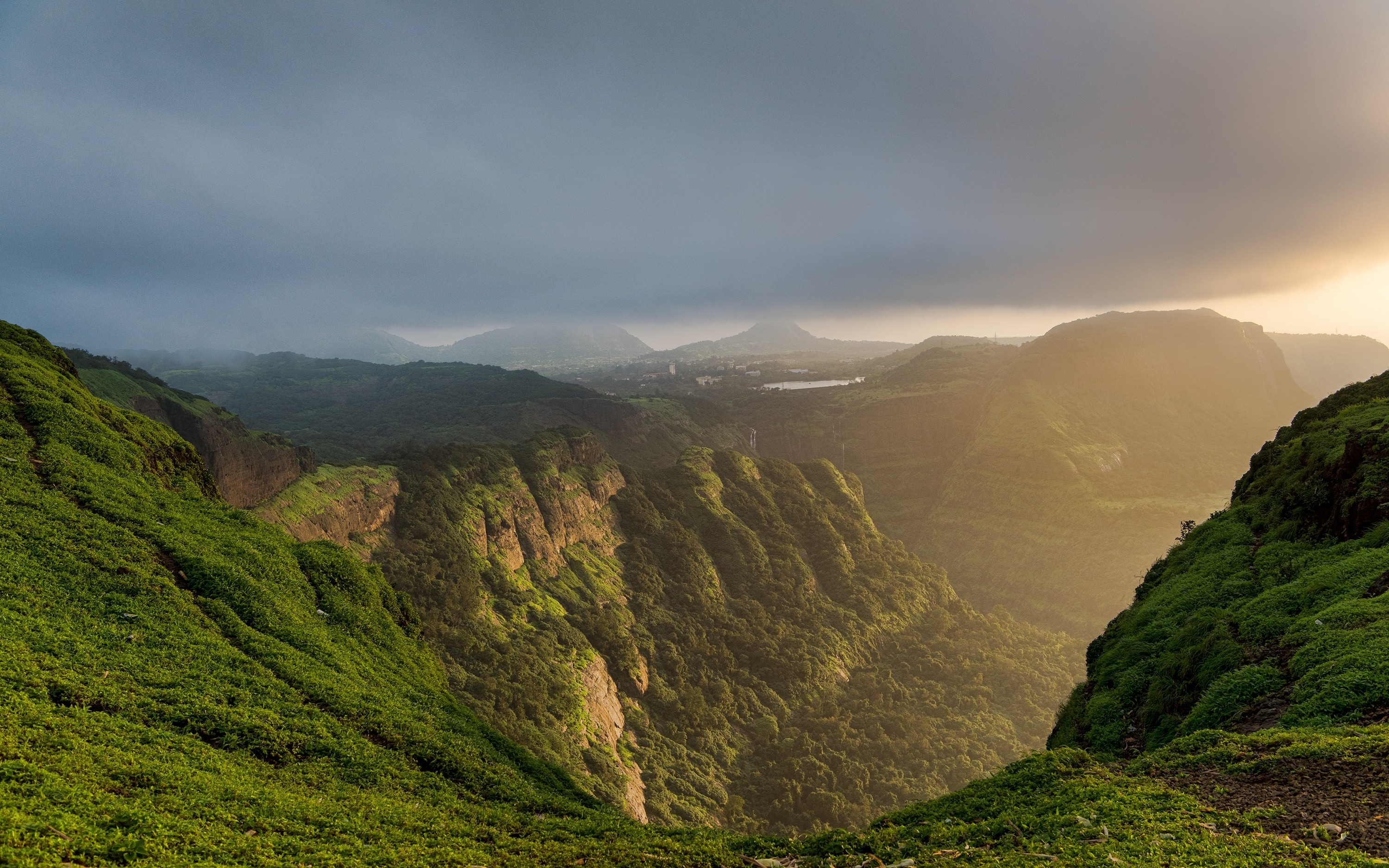 Wallpapers canyon clouds forest on the desktop