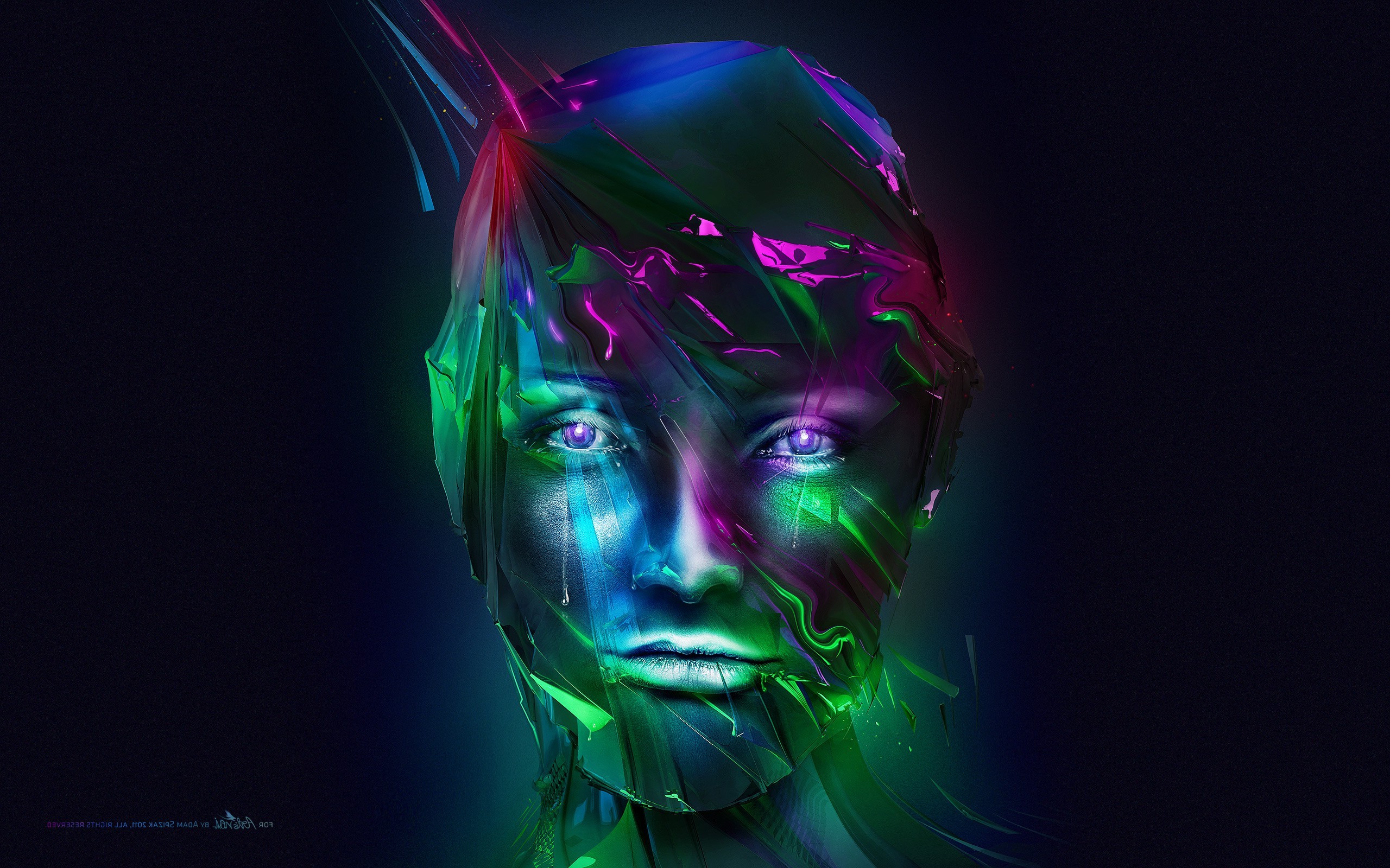 Wallpapers face neon artstation on the desktop
