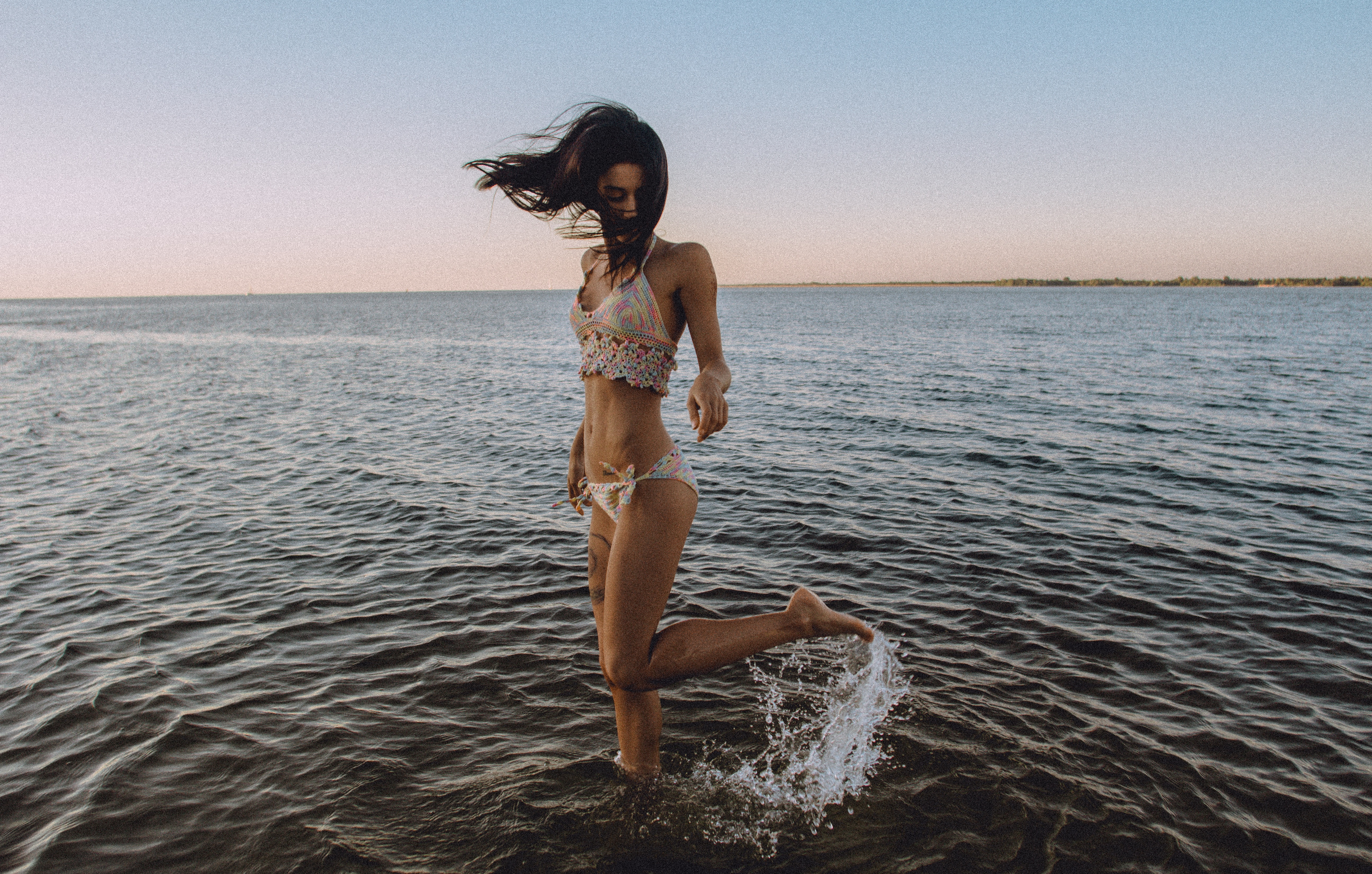 Free photo Girl taking selfies on the beach