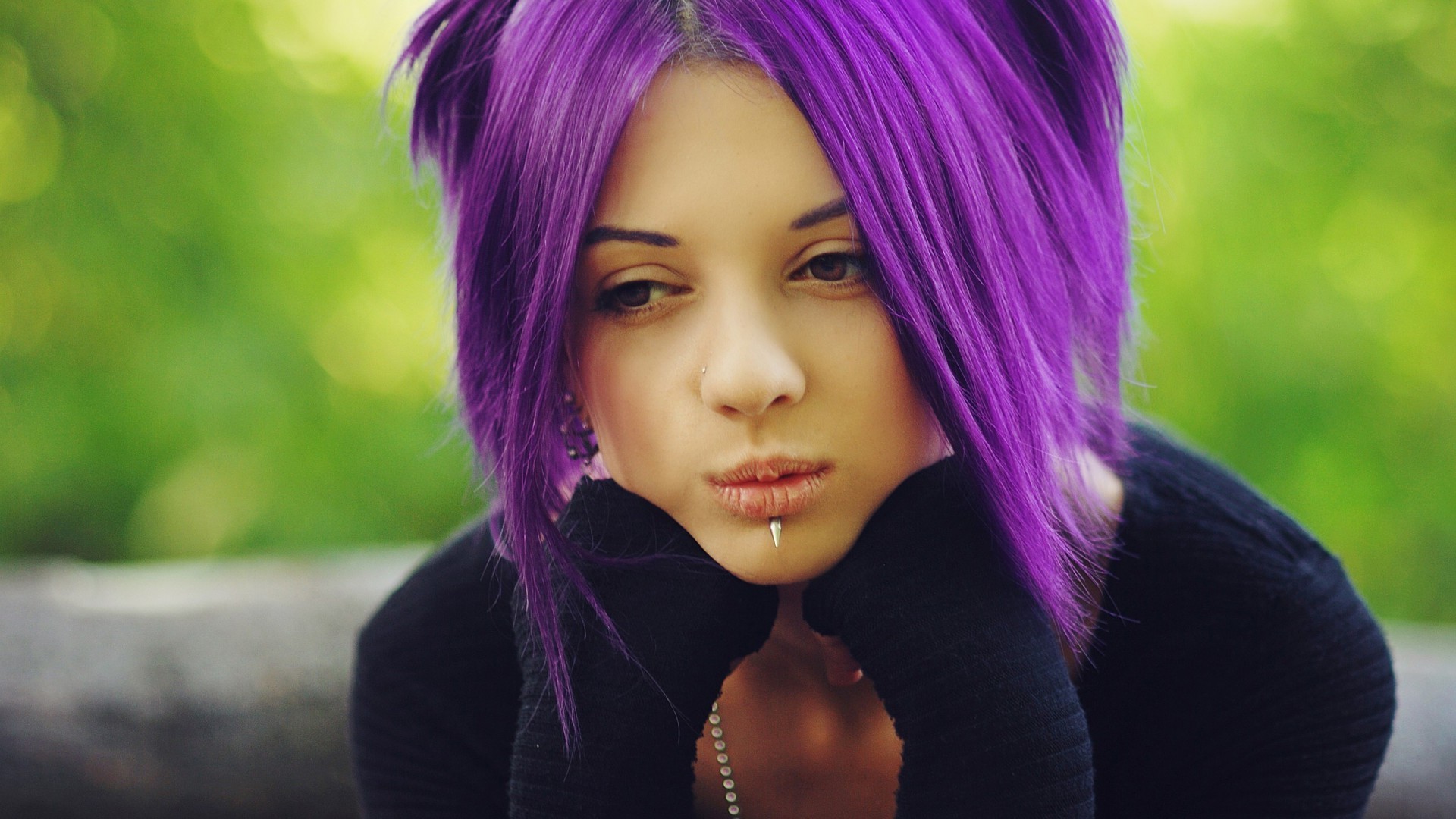 Wallpapers color long hair violet on the desktop