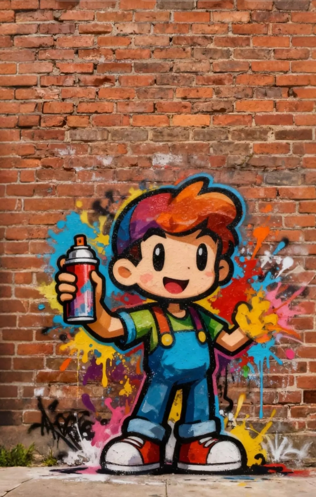 Free photo Bright graffiti on a brick wall