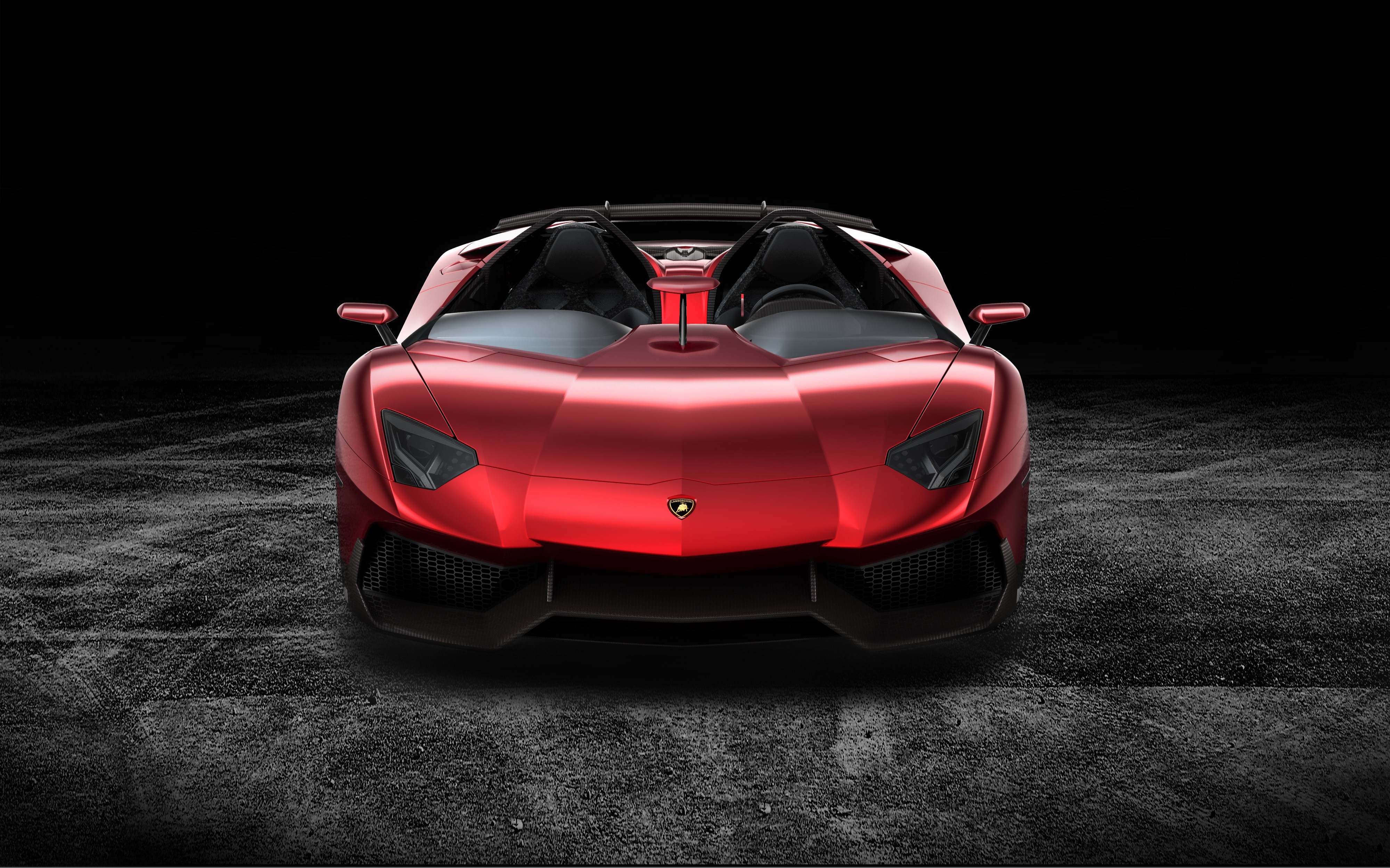 Free photo Juicy red lamborghini aventador on a dark background