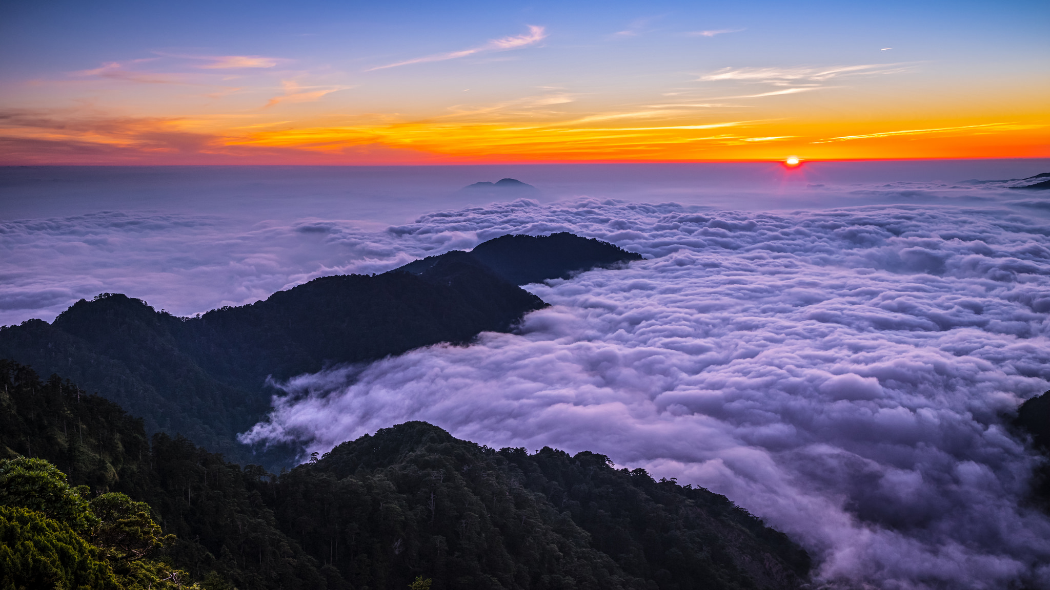 桌面上的壁纸云海 黄山 台湾