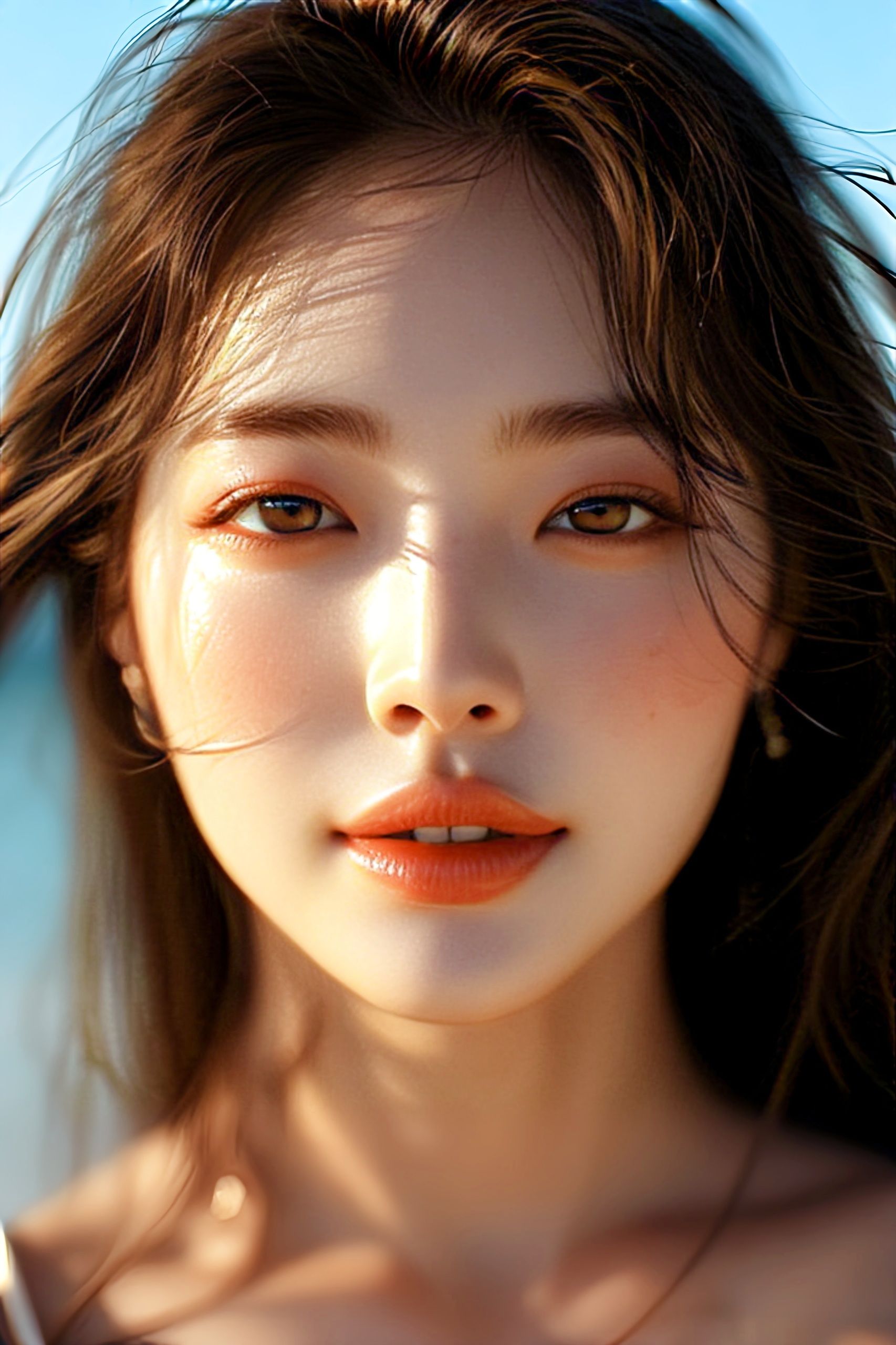 免费照片海潮中的韩国美女