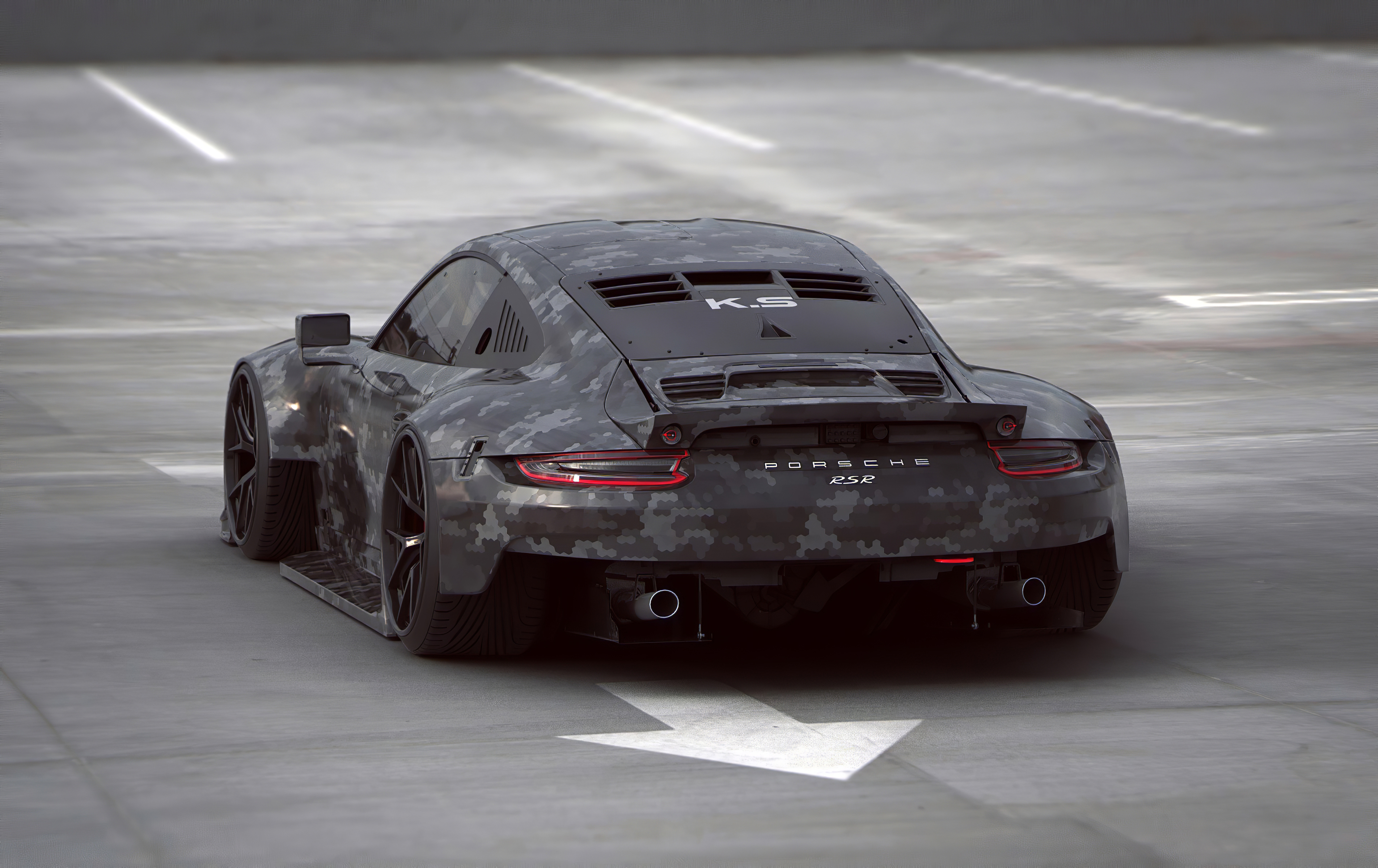 Free photo Porsche 911 in pixel camouflage