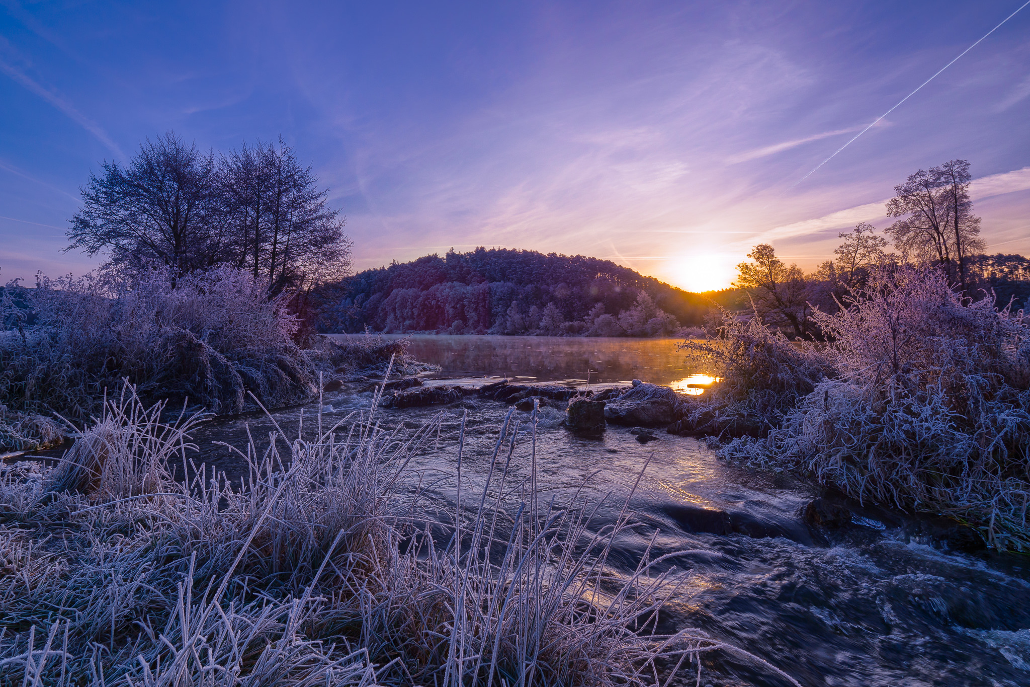 Wallpapers river hoarfrost stream on the desktop