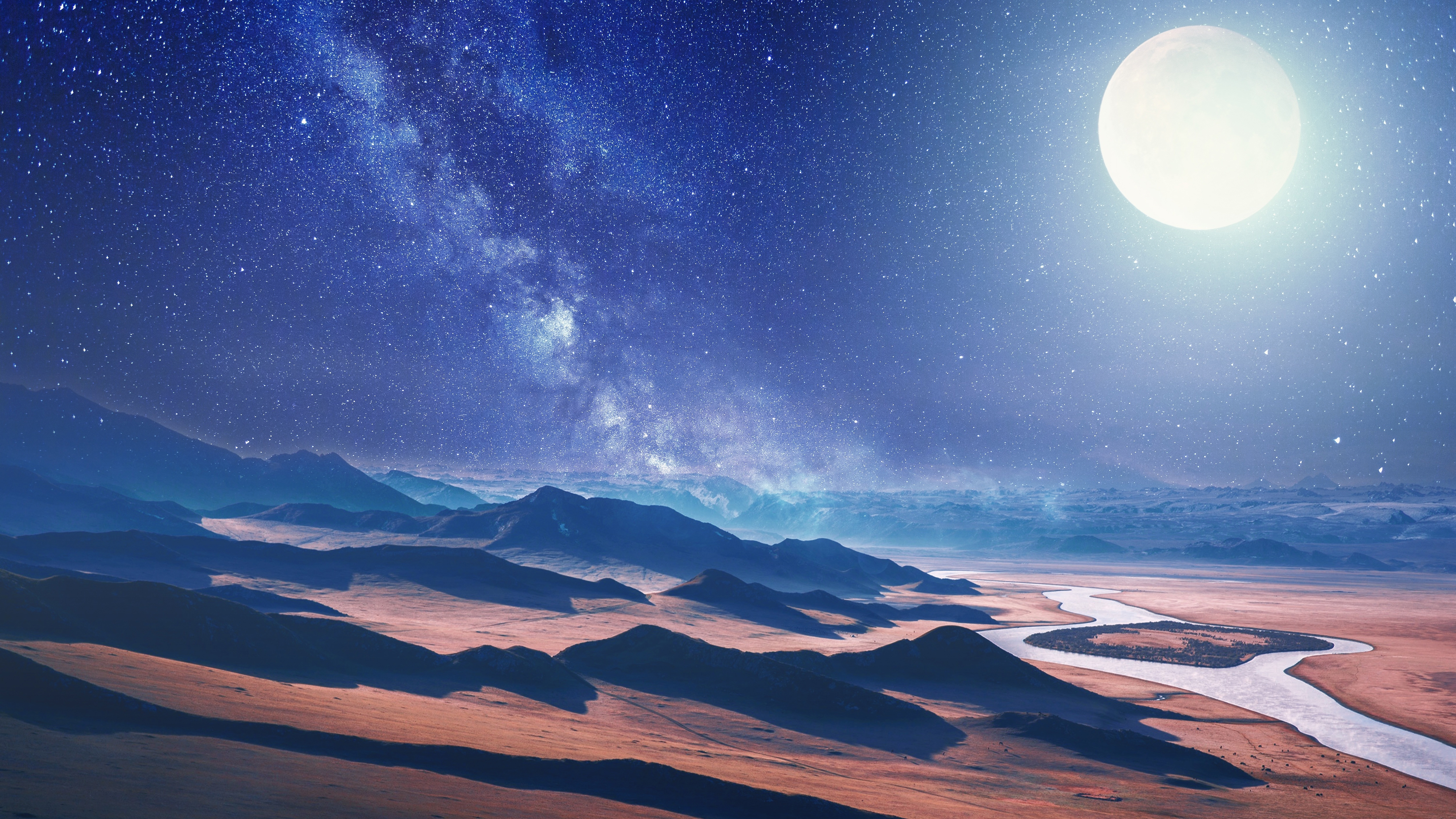 桌面上的壁纸行星表面 月亮 沙漠